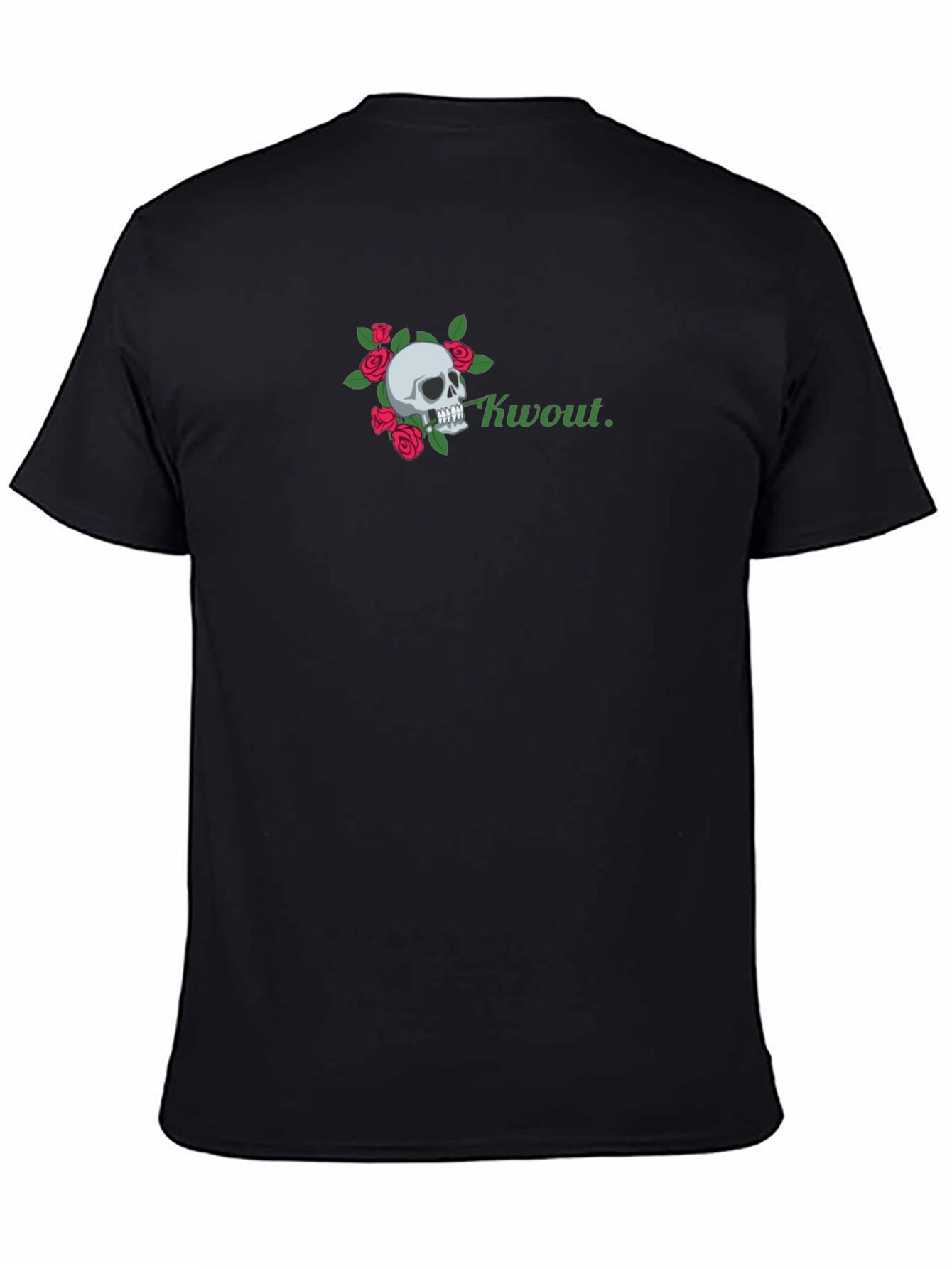 Black Skull & Roses Graphic Tee - 'Kwout' Design view 4