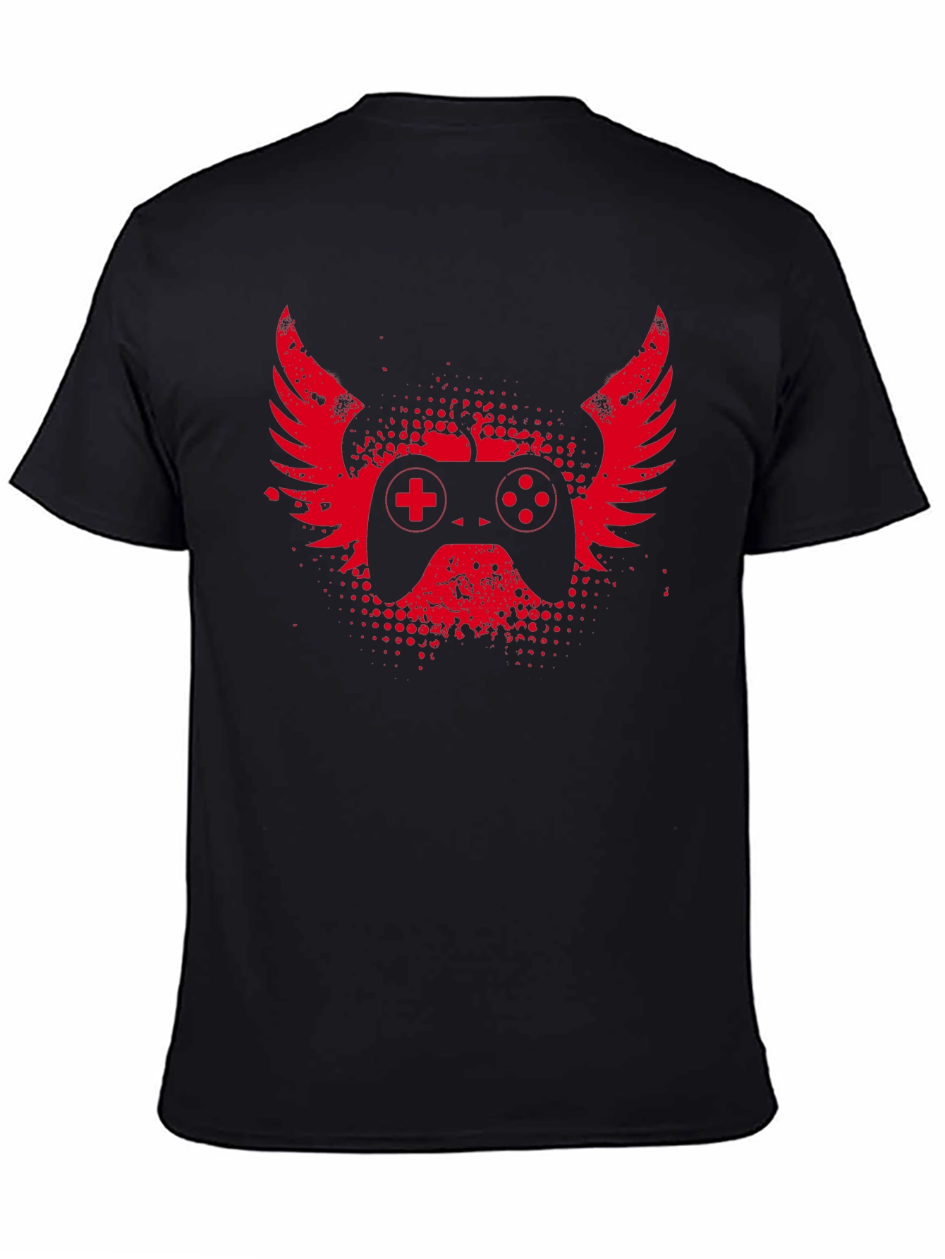 Black Gamer Wings T-Shirt - Black Gaming Tee view 4