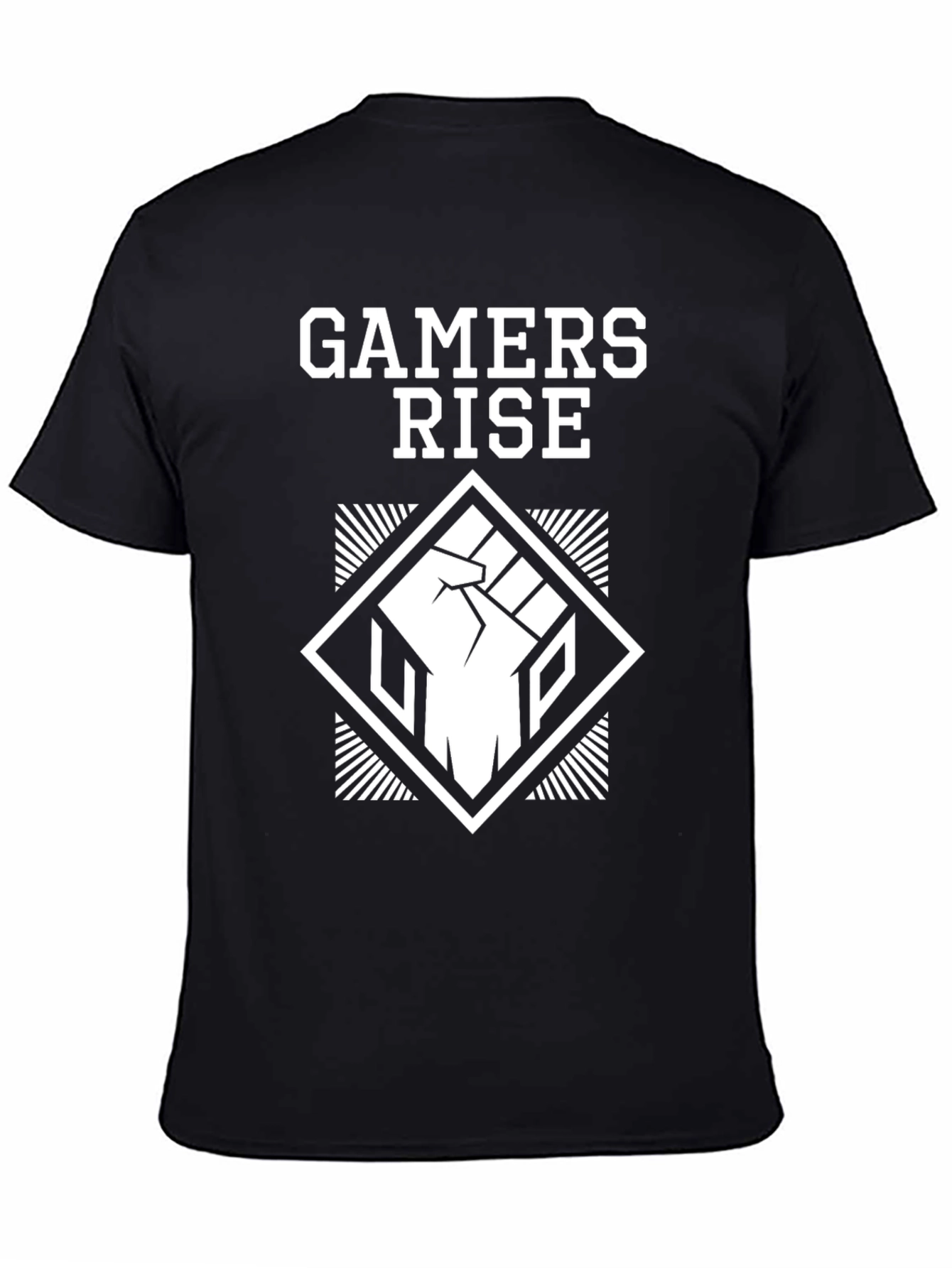 Black Gamers Rise Graphic Tee - Black Cotton T-Shirt view 4