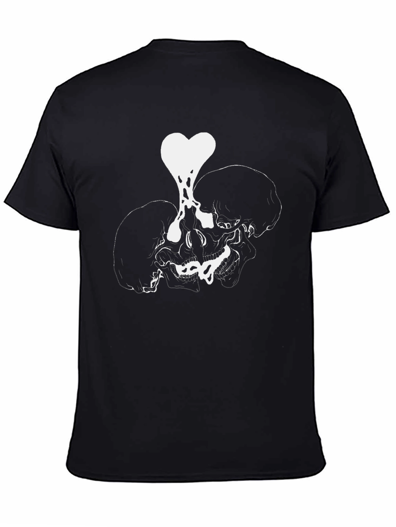 Black Skull Heart Graphic Tee - Black view 4