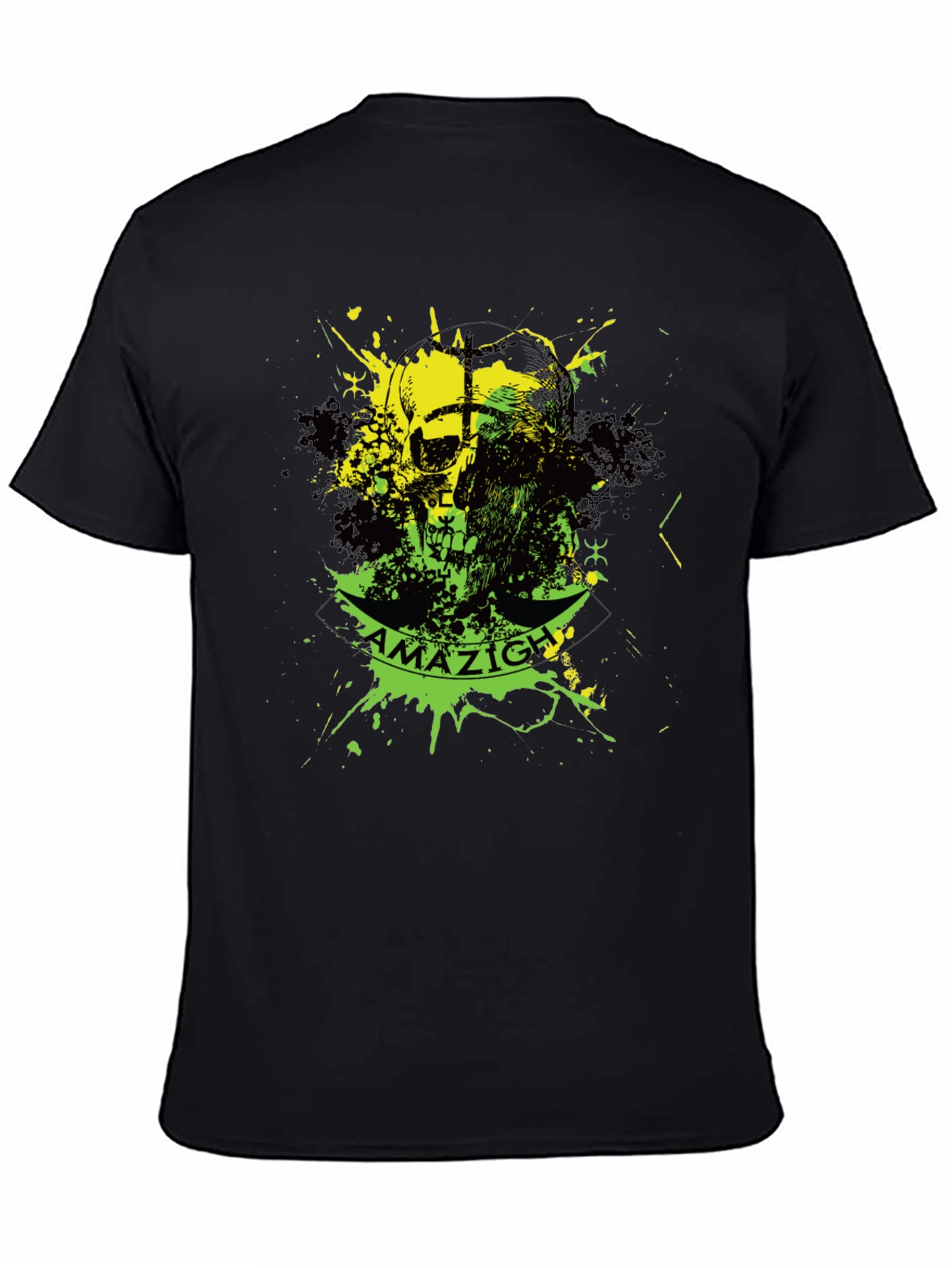 Black Amazigh Skull Graphic Black T-Shirt view 4