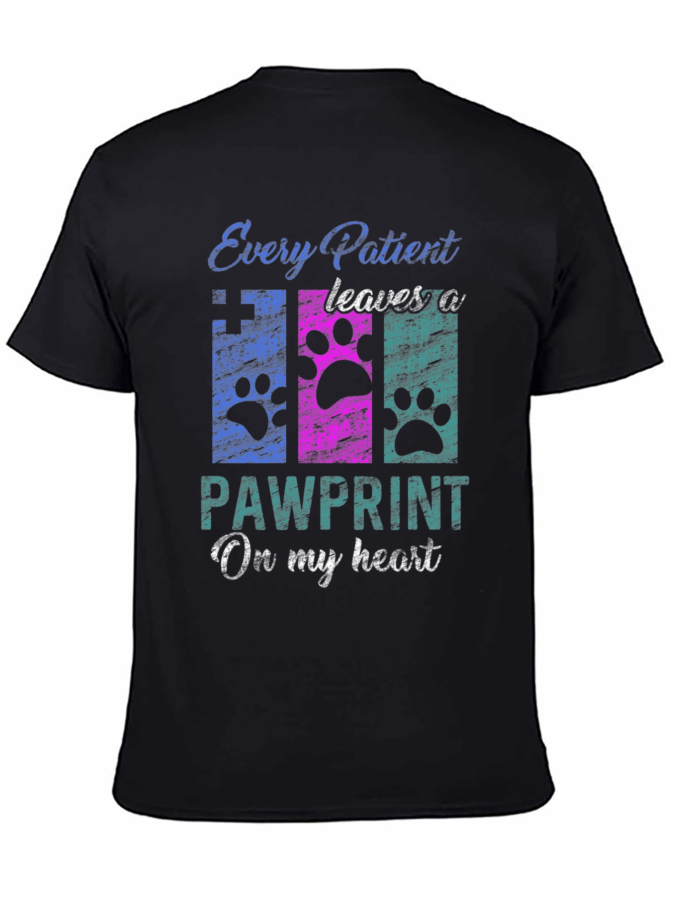 Black Pawprint Heart T-Shirt - Veterinary Love! view 4