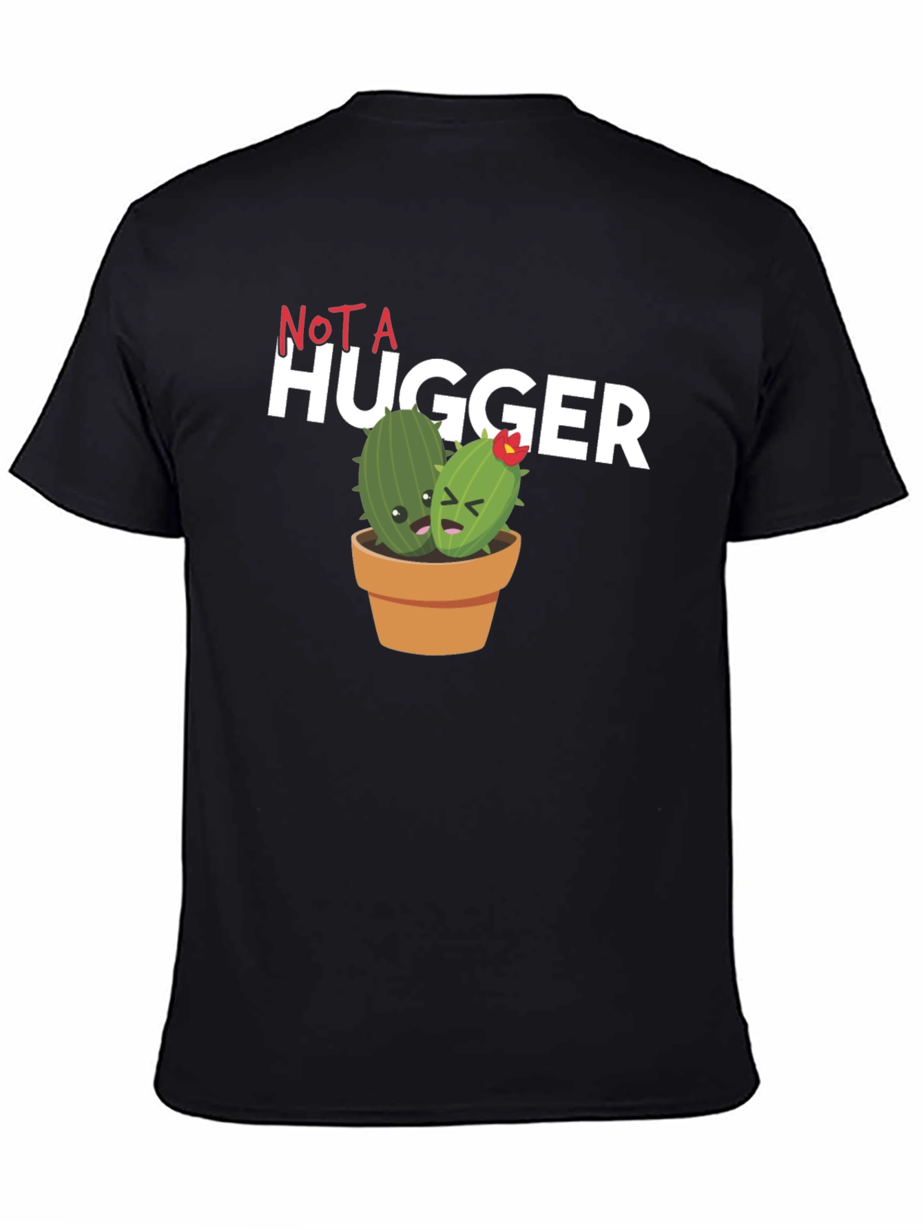 Black Not A Hugger Cactus Graphic T-Shirt view 4