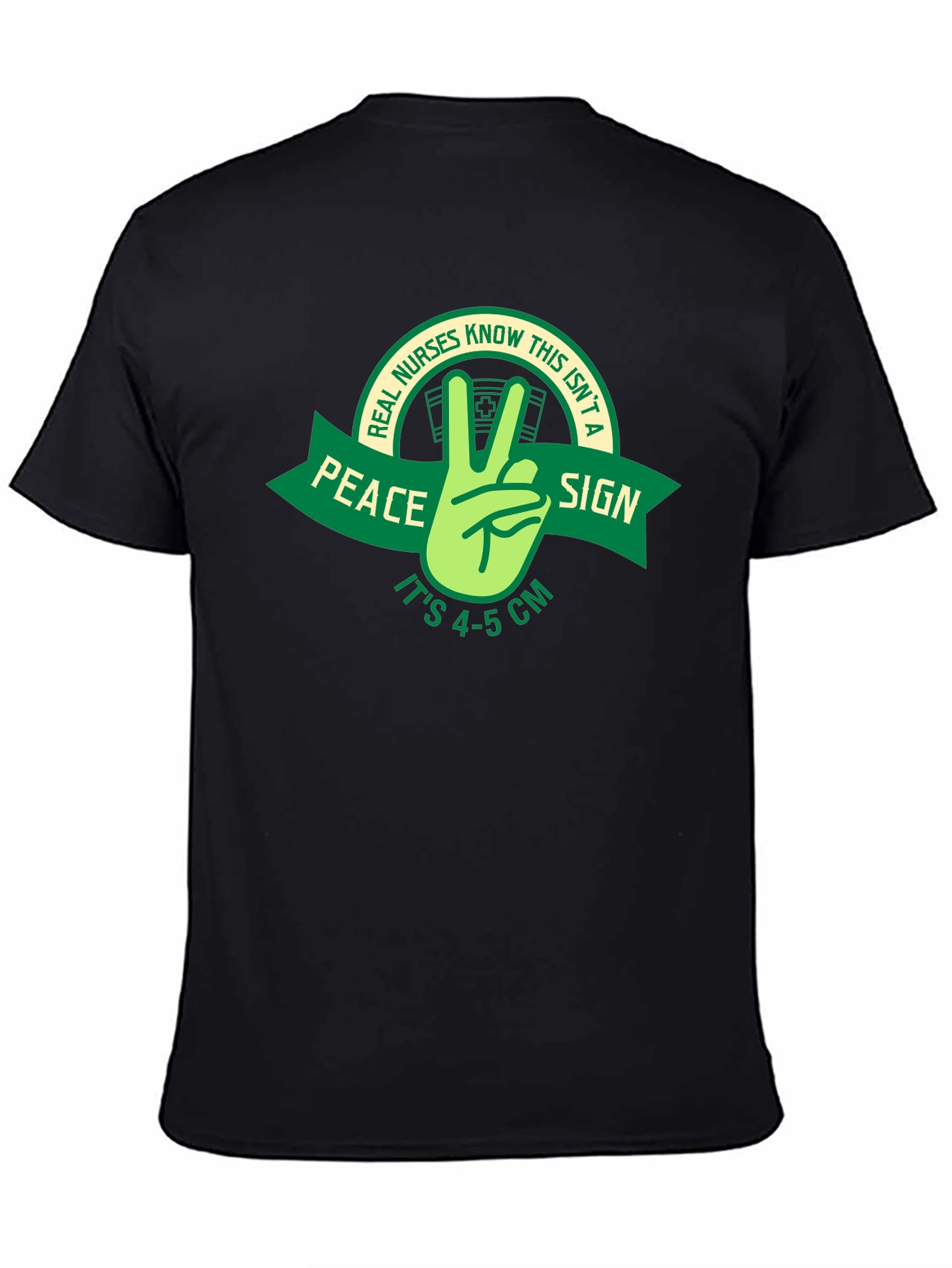 Black Funny Nurse T-Shirt - Peace Sign view 4