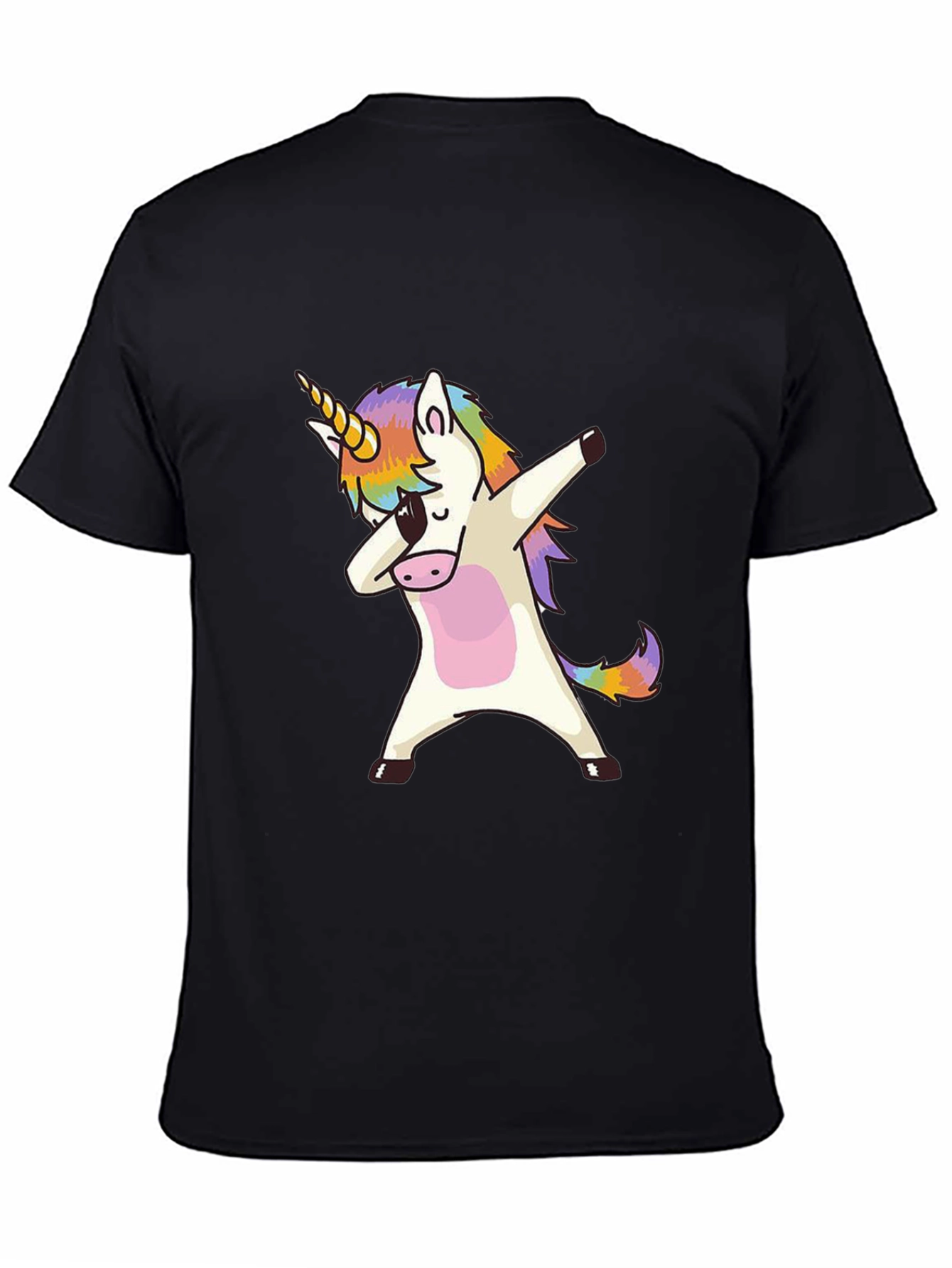 Black Dabbing Unicorn Graphic Tee - Black view 4