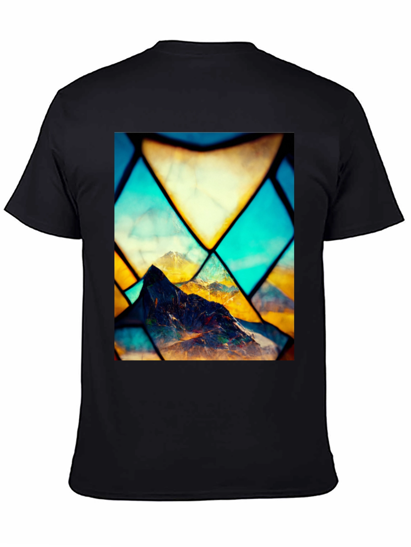 Black Mountain Stained Glass Graphic Black Tee view 4