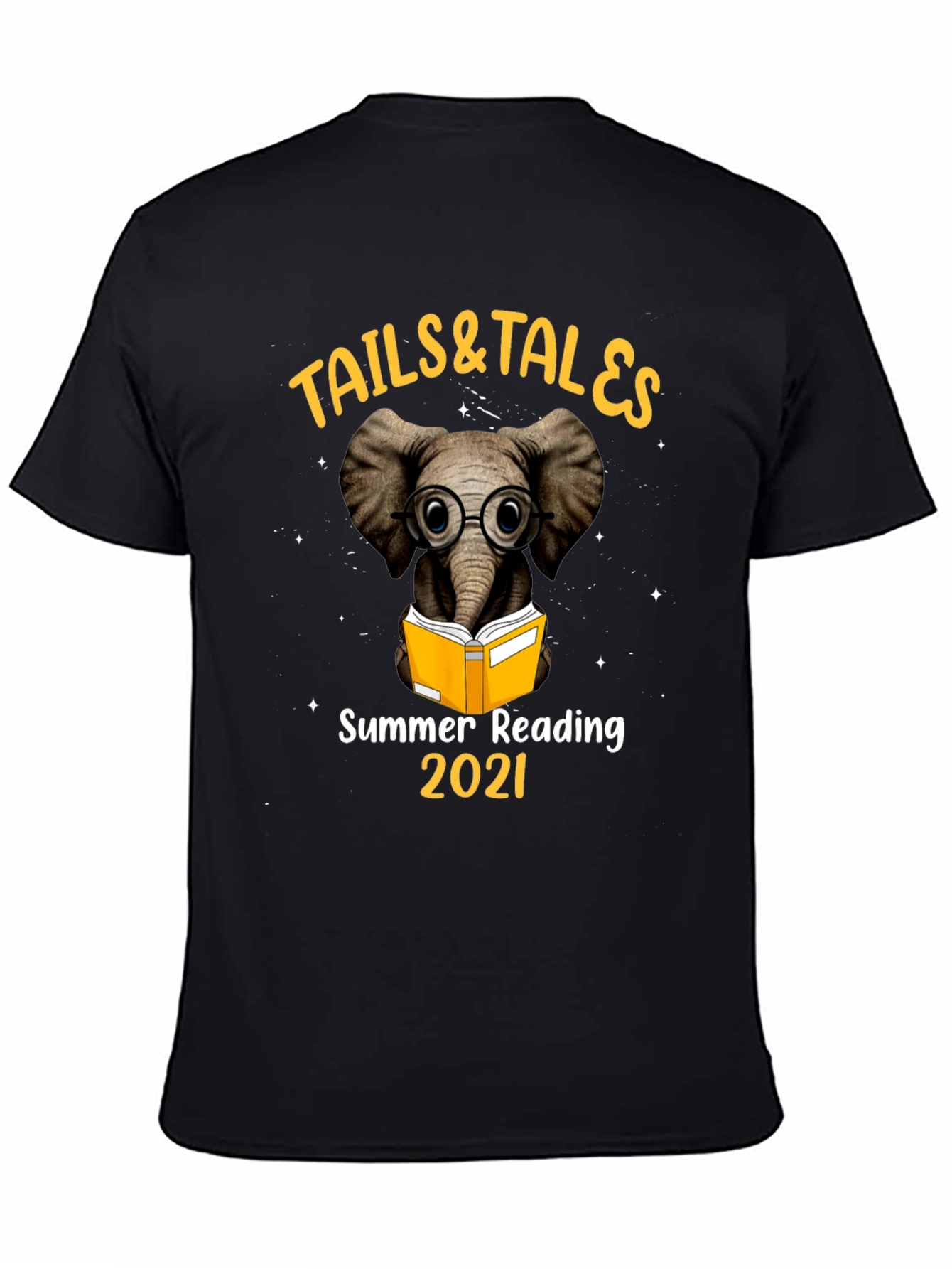 Black Tails & Tales Summer Reading 2021 Elephant T-Shirt view 4