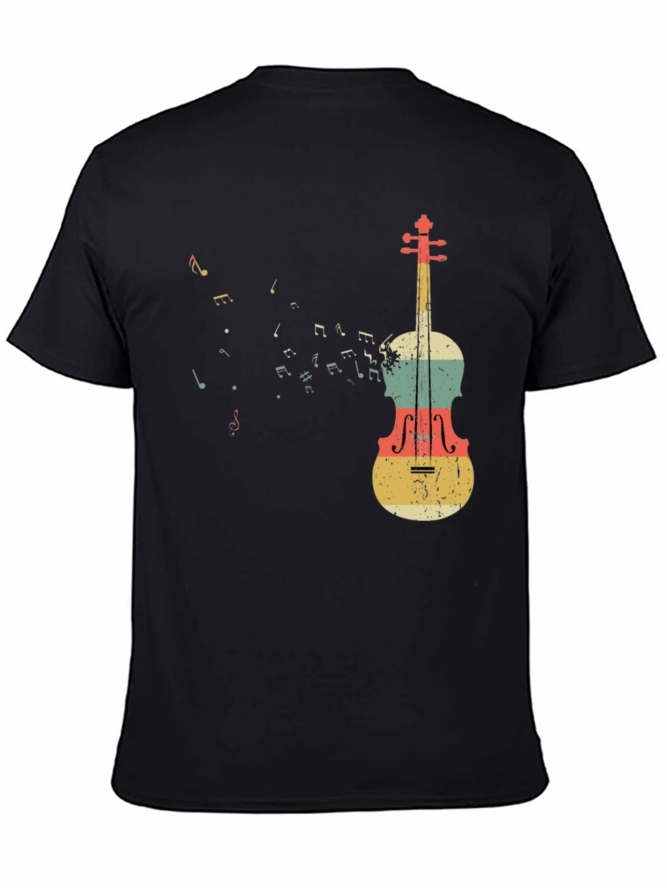 Black Musical Notes & Violin Graphic T-Shirt view 4