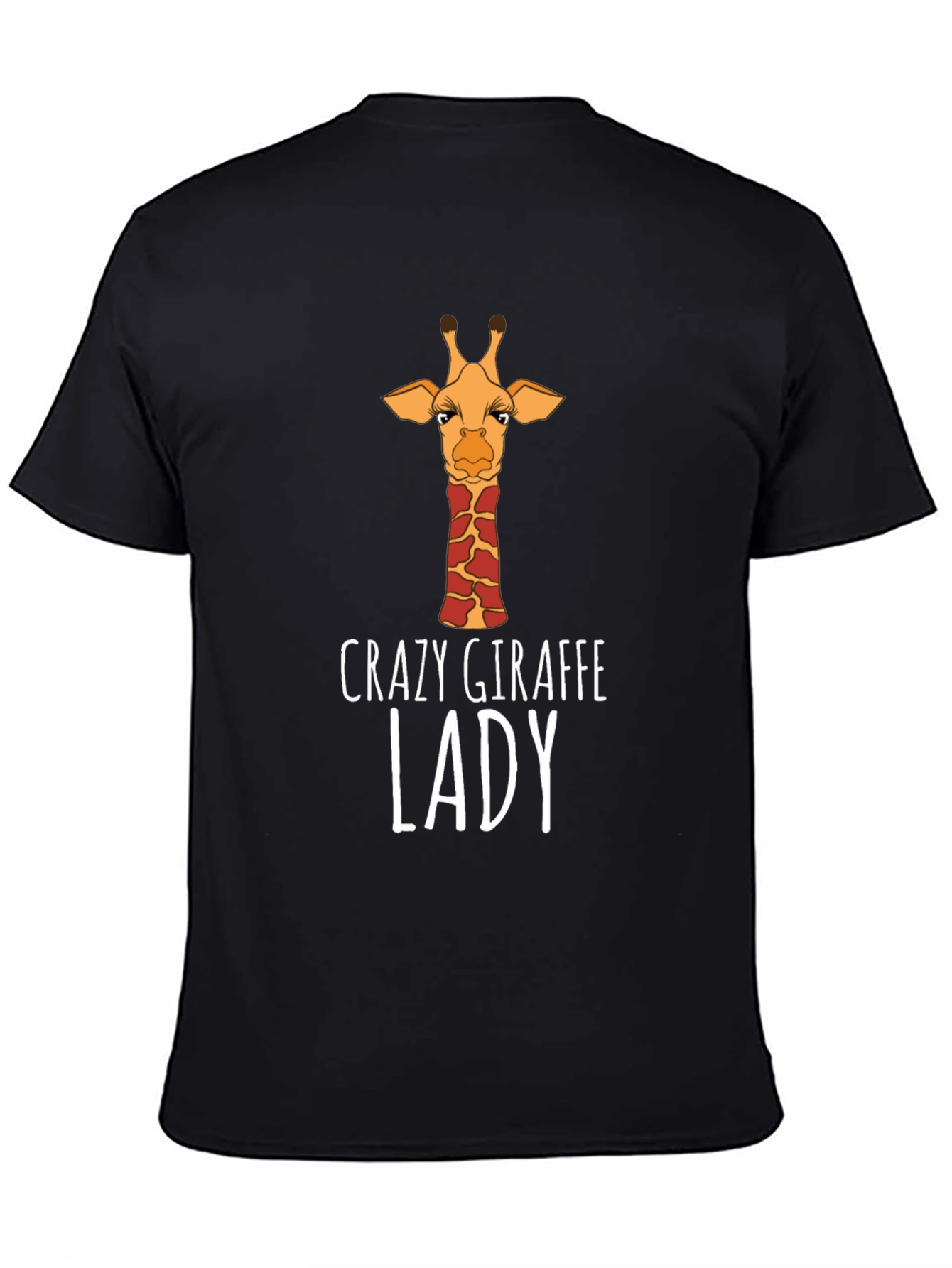 Black Crazy Giraffe Lady T-Shirt - Black view 4