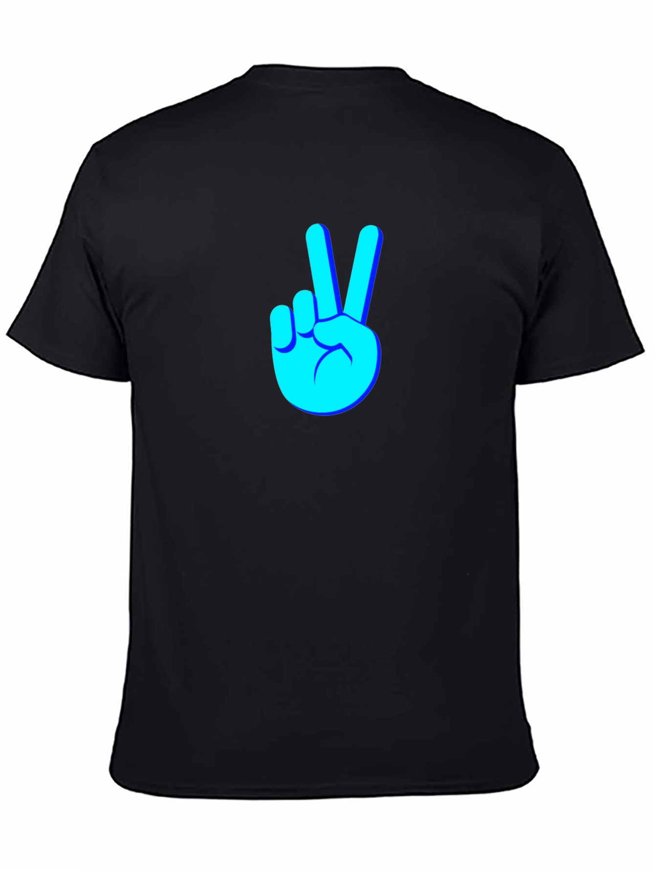 Black Cool Peace Sign Graphic Black T-Shirt view 4
