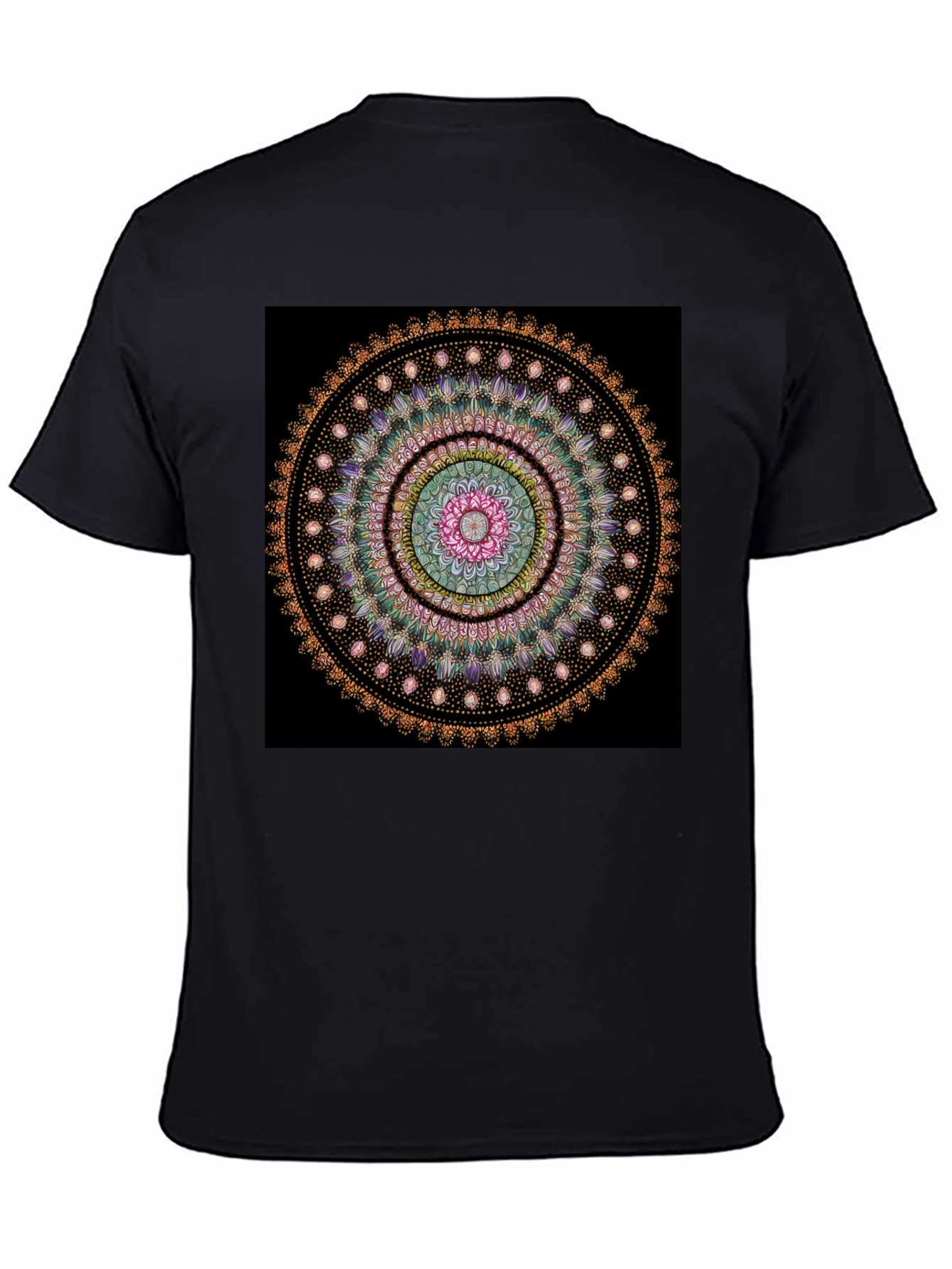 Black Mandala Art Black T-Shirt view 4