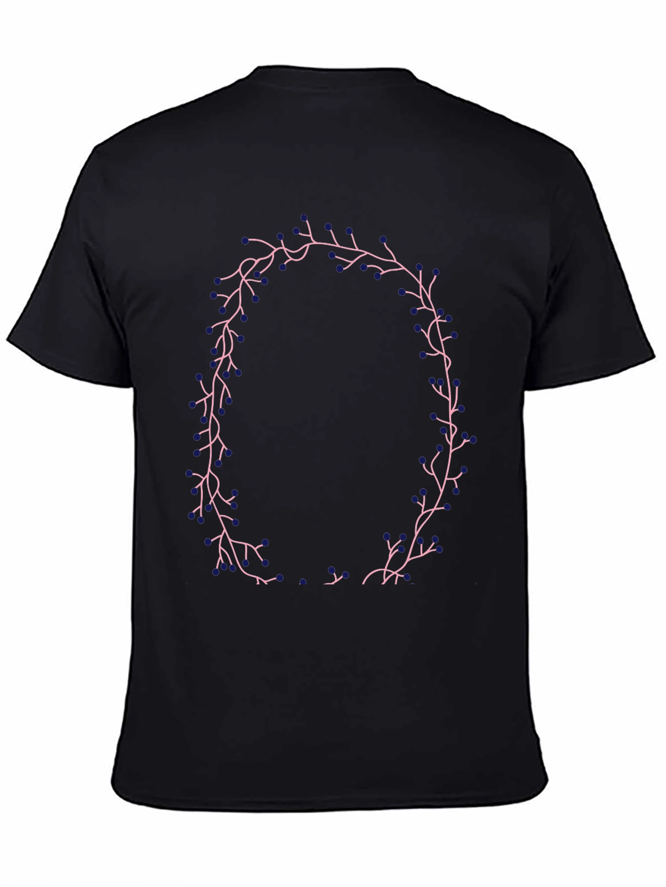 Black Floral Wreath Graphic Tee - Black Casual T-Shirt view 4