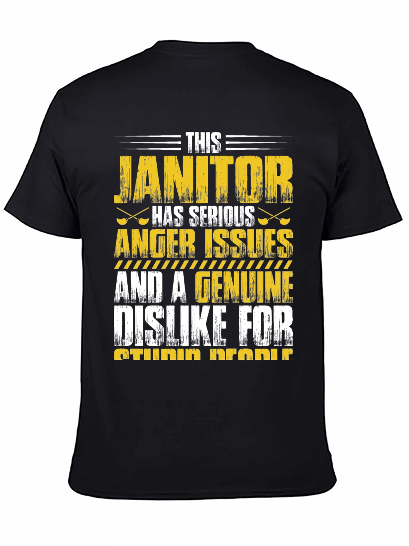 Black Janitor Anger Issues Graphic T-Shirt view 4