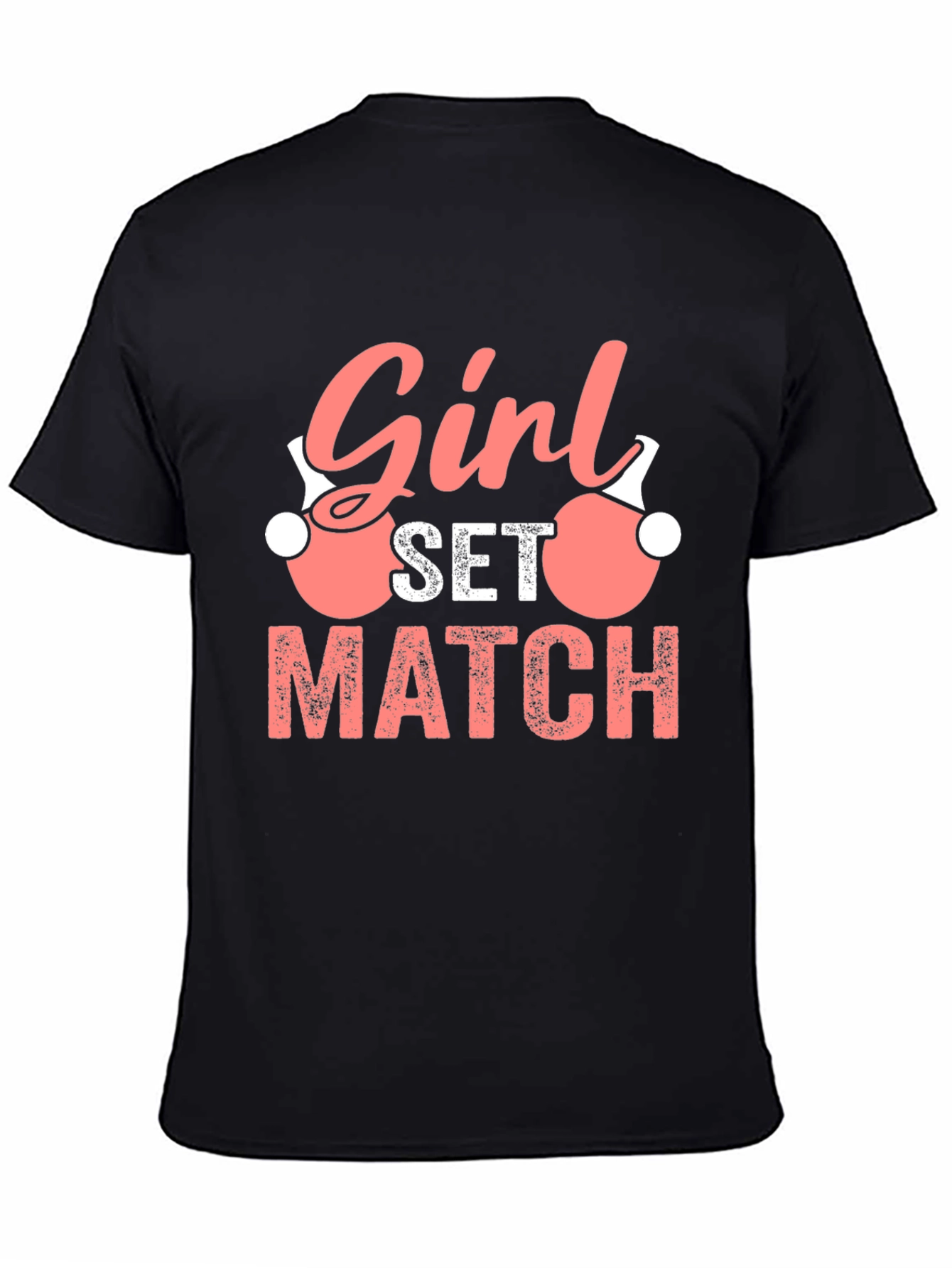 Black Girl Set Match T-Shirt - Ping Pong Volleyball Tee view 4
