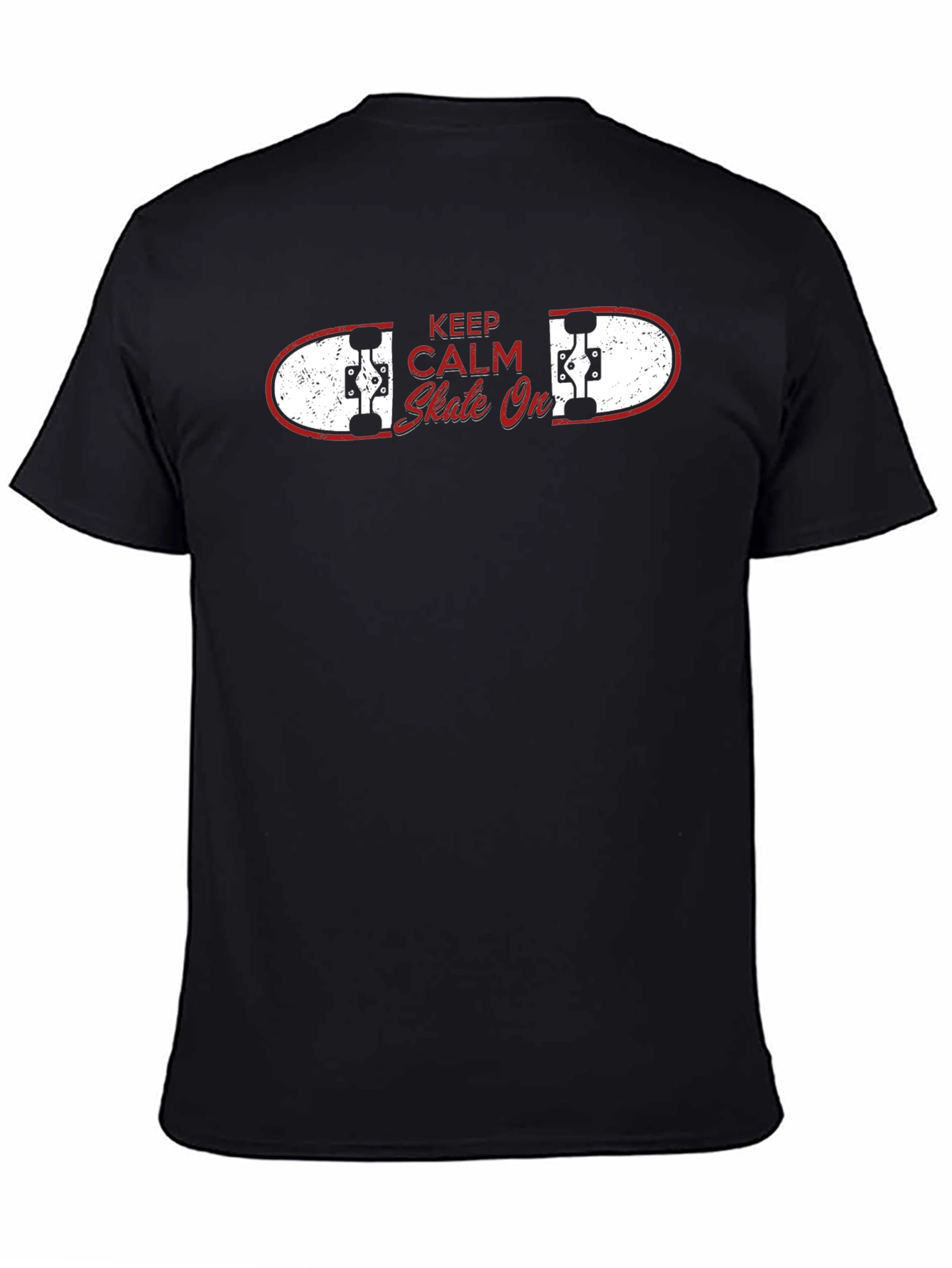 Black Keep Calm Skate On Black T-Shirt view 4