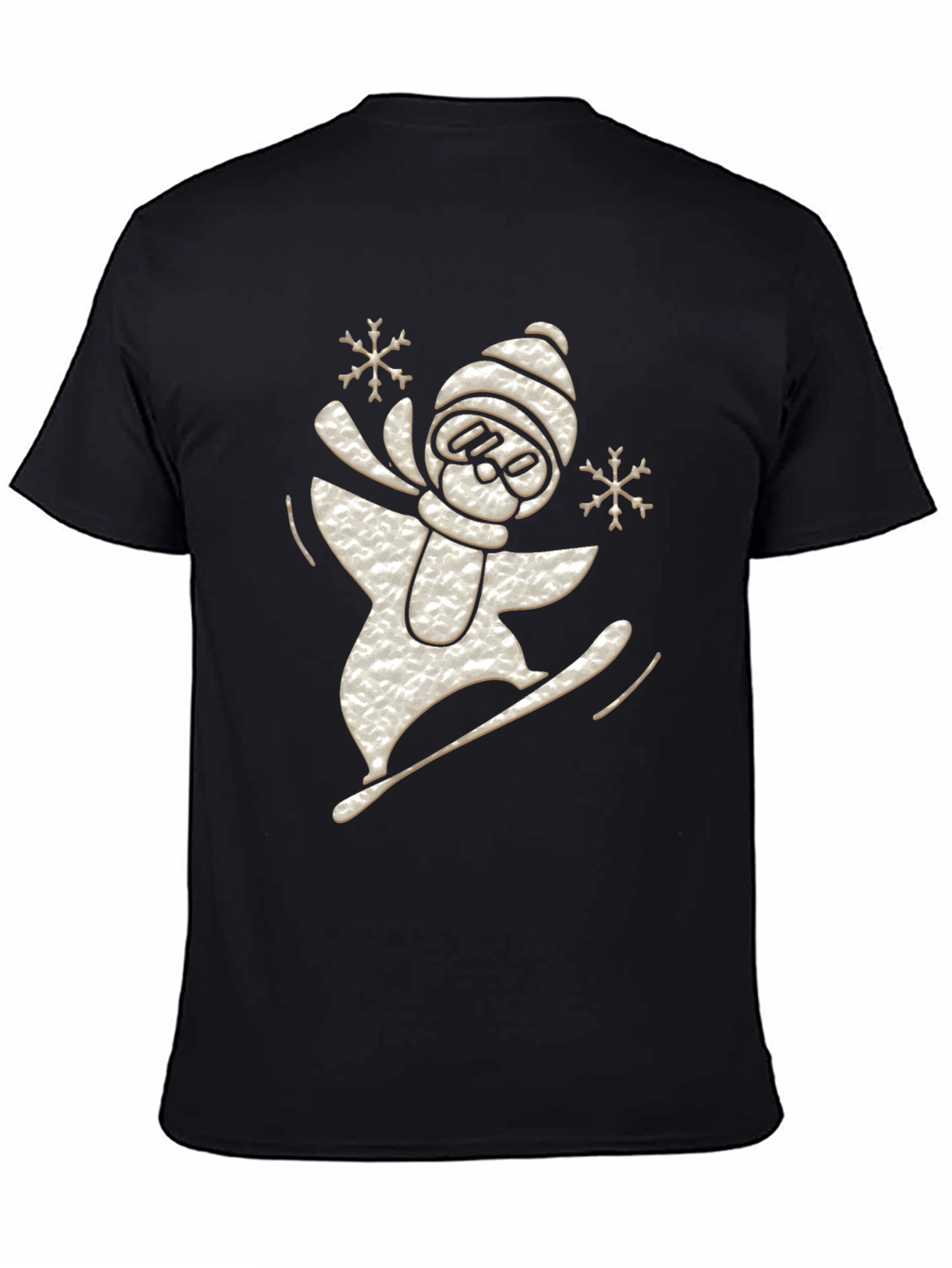 Black Snowboarder Snowman Graphic Tee view 4