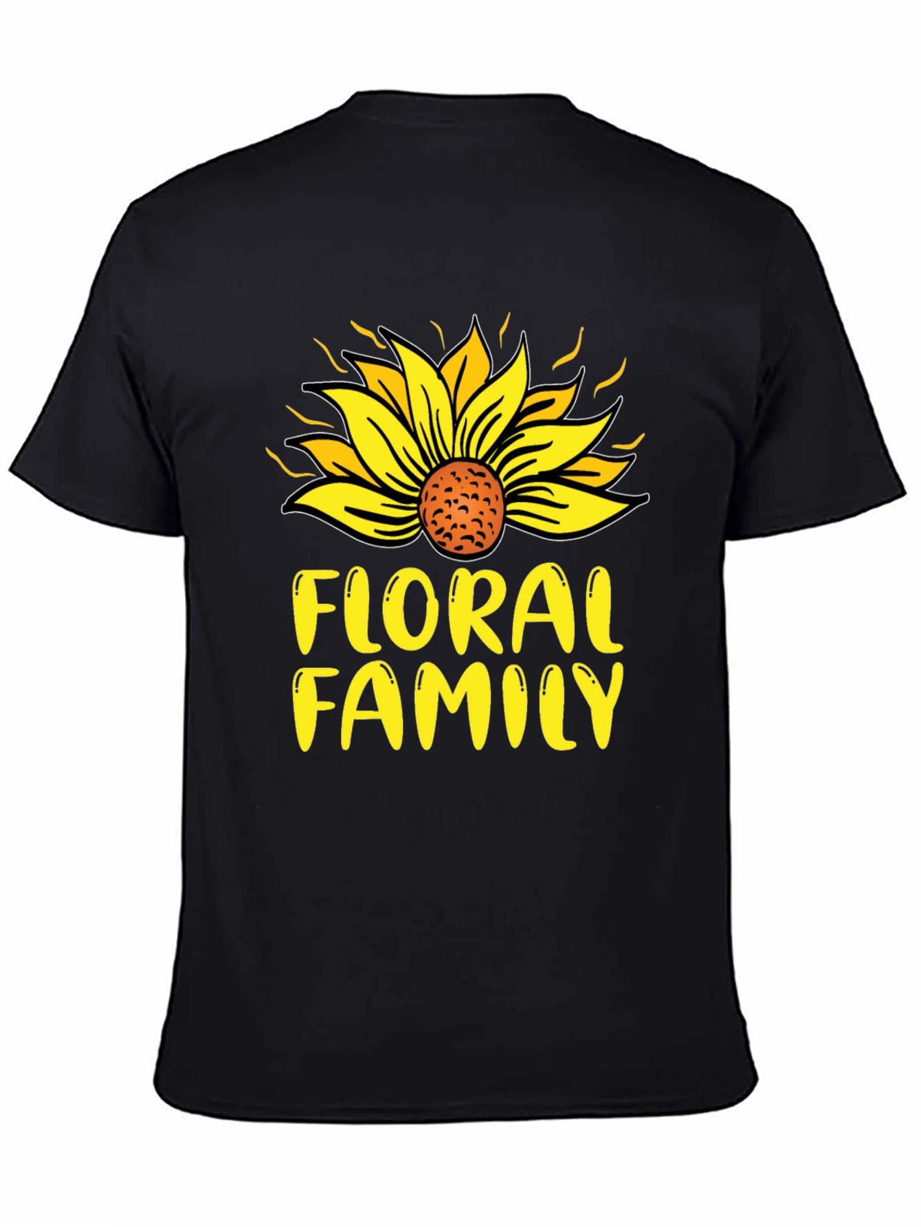 Black Floral Family Sunflower T-Shirt view 4
