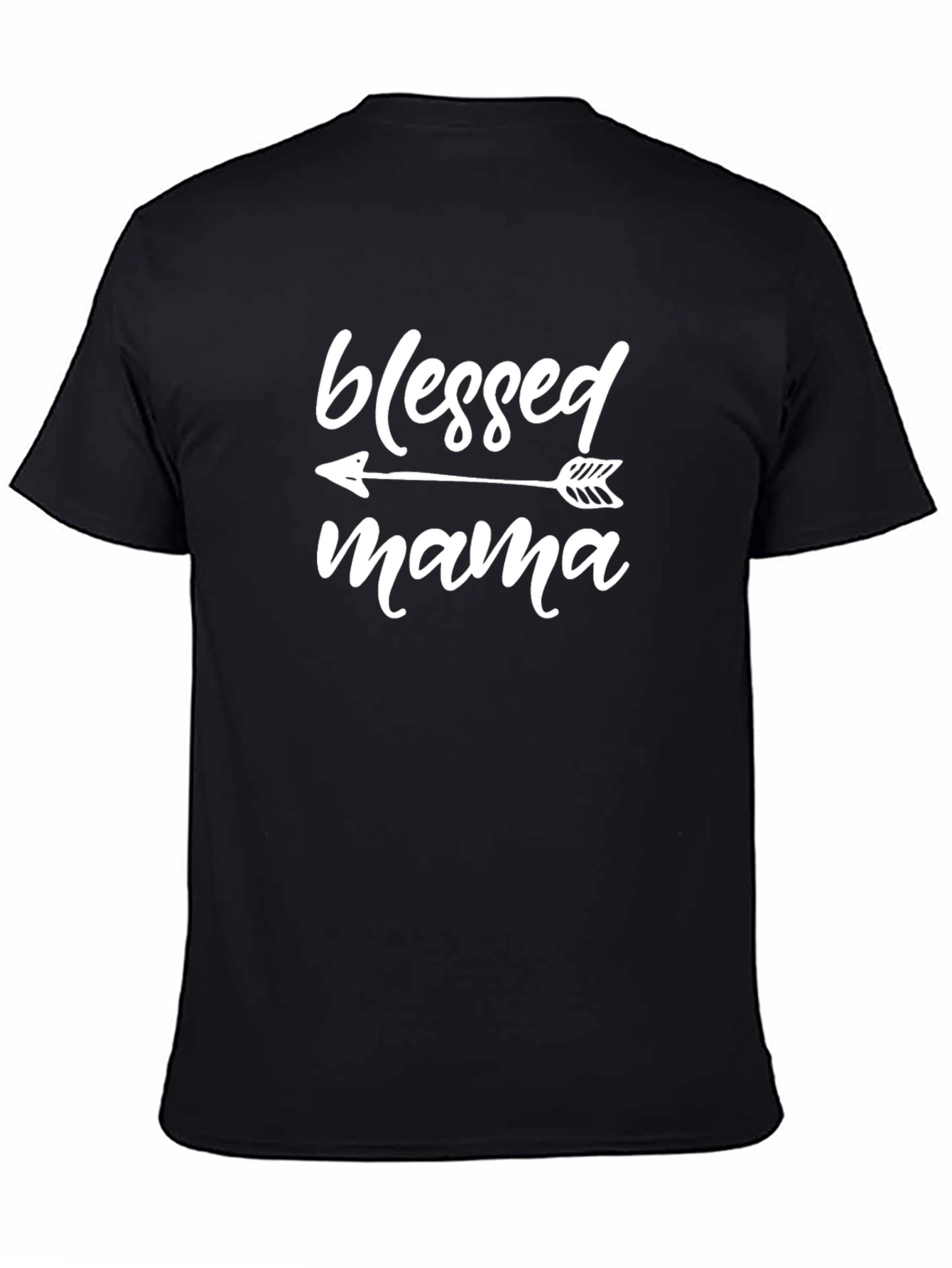 Black Blessed Mama Graphic T-Shirt - Black Casual Tee view 4
