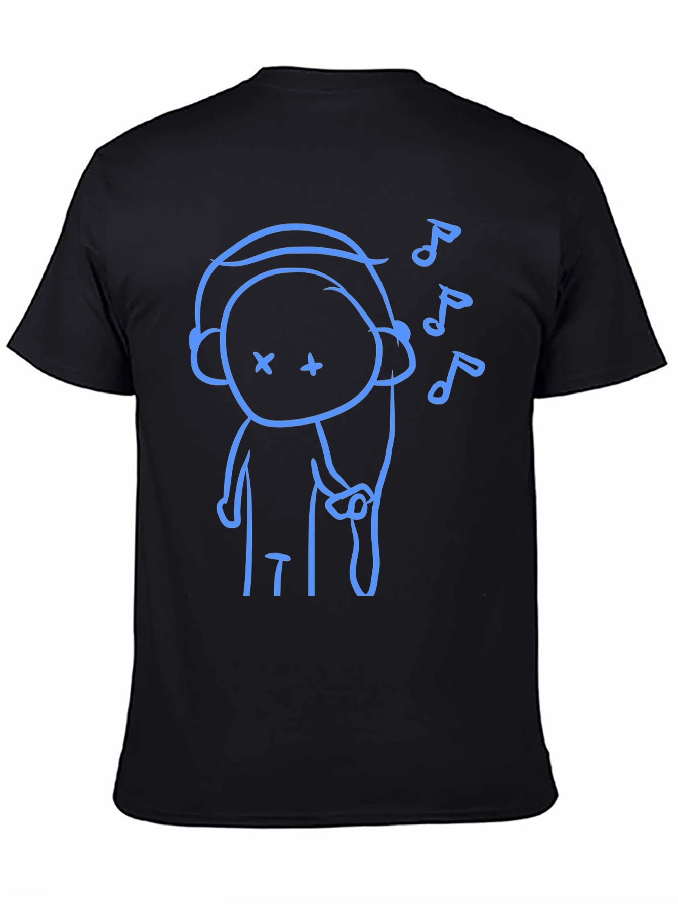 Black Black T-Shirt with Blue Music Lover Graphic view 4