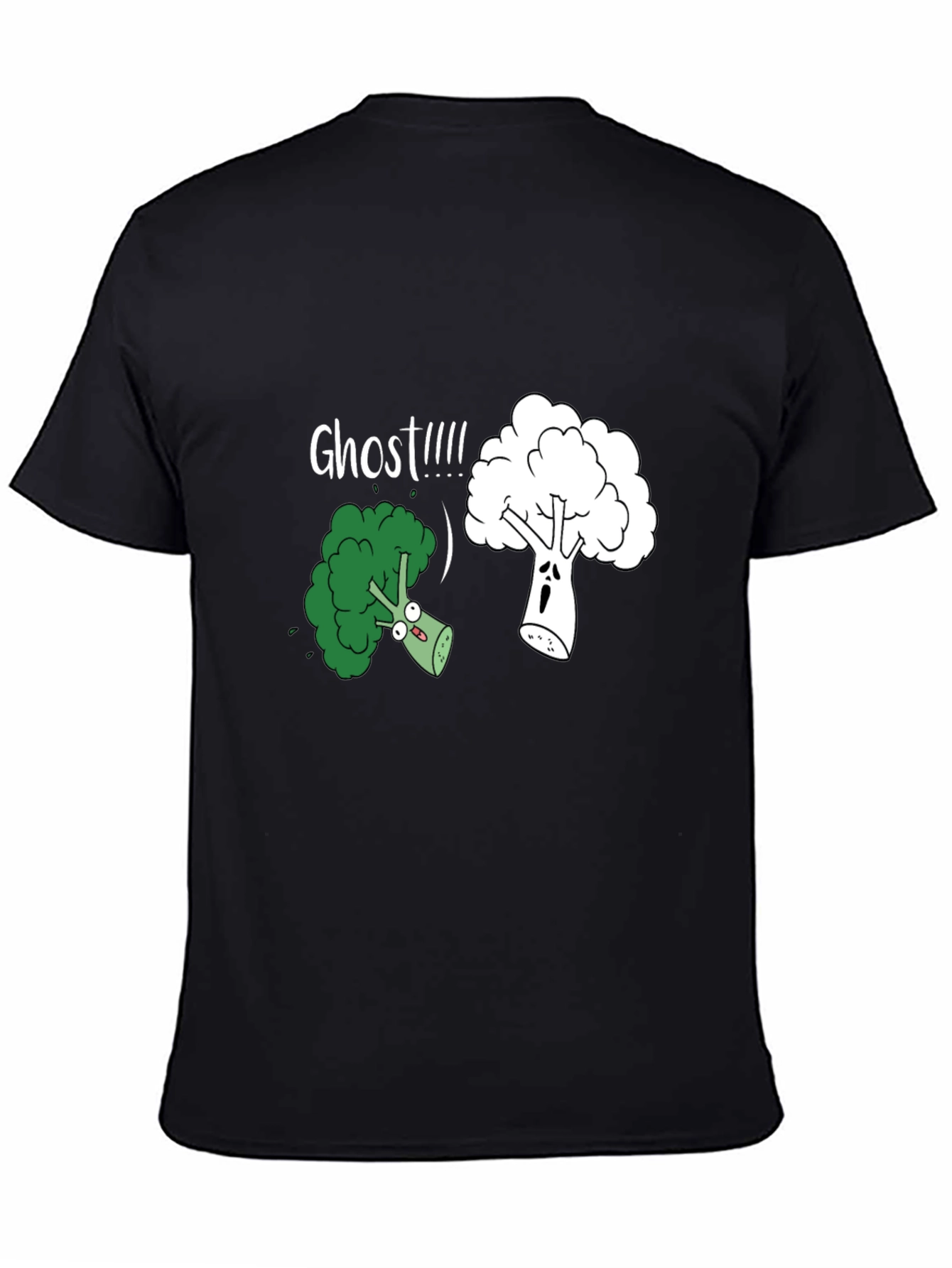 Black Broccoli Ghost Funny Graphic T-Shirt view 4