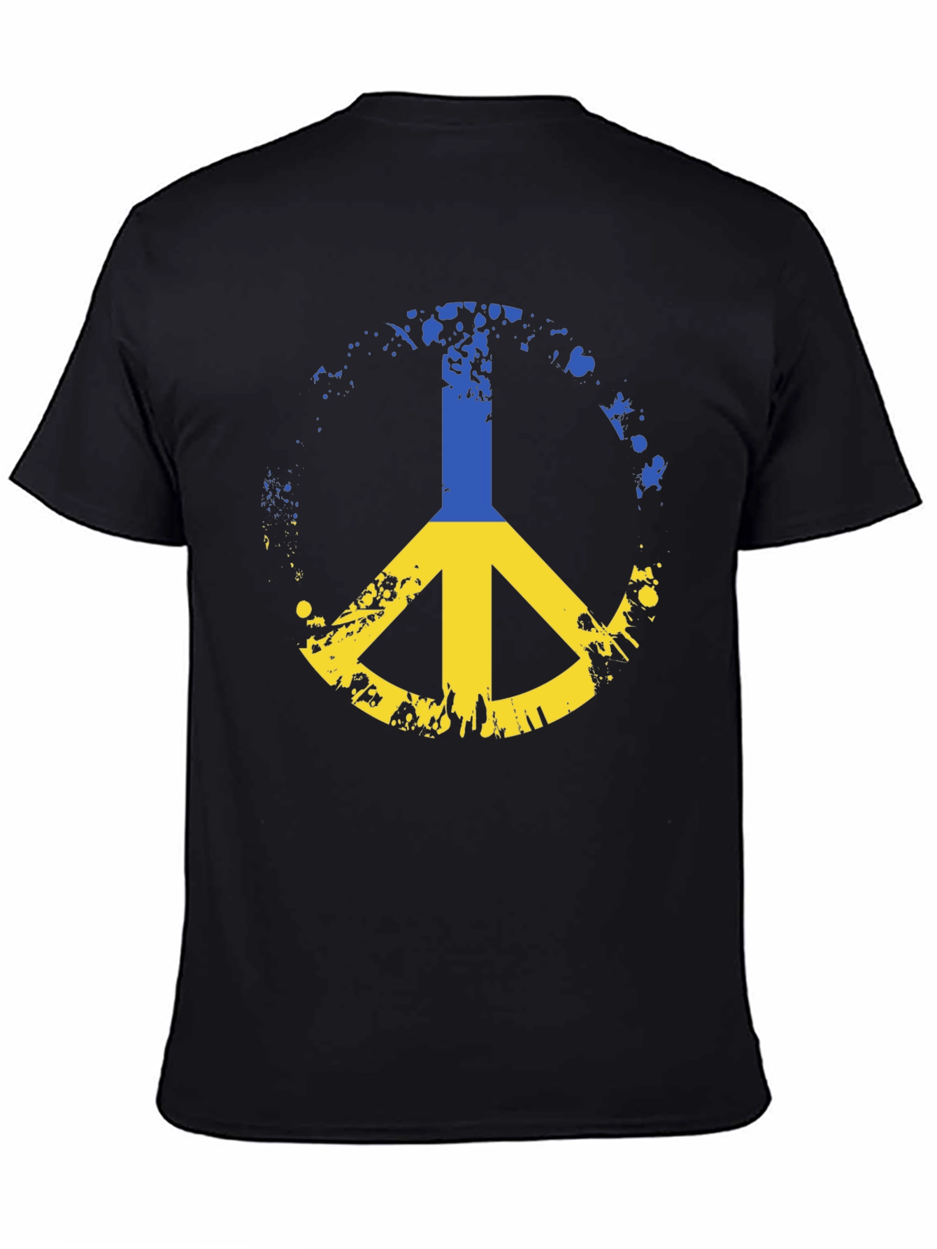 Black Ukraine Peace Sign Black T-Shirt view 4