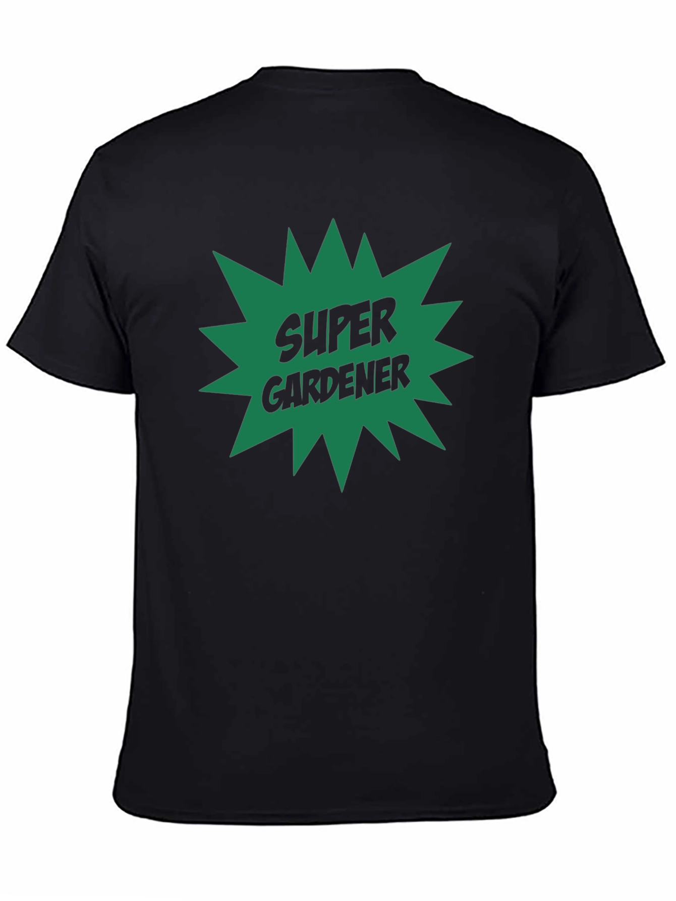 Black Super Gardener T-Shirt - Black Crew Neck Tee view 4