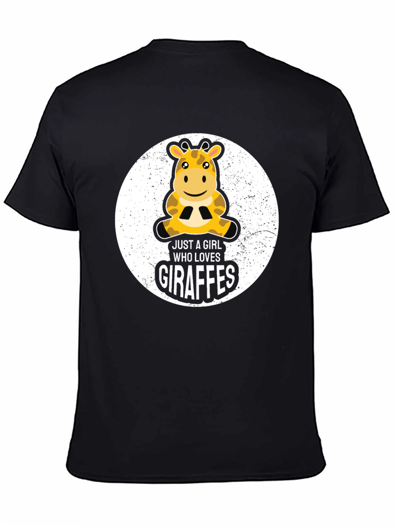Black Just a Girl Who Loves Giraffes T-Shirt view 4