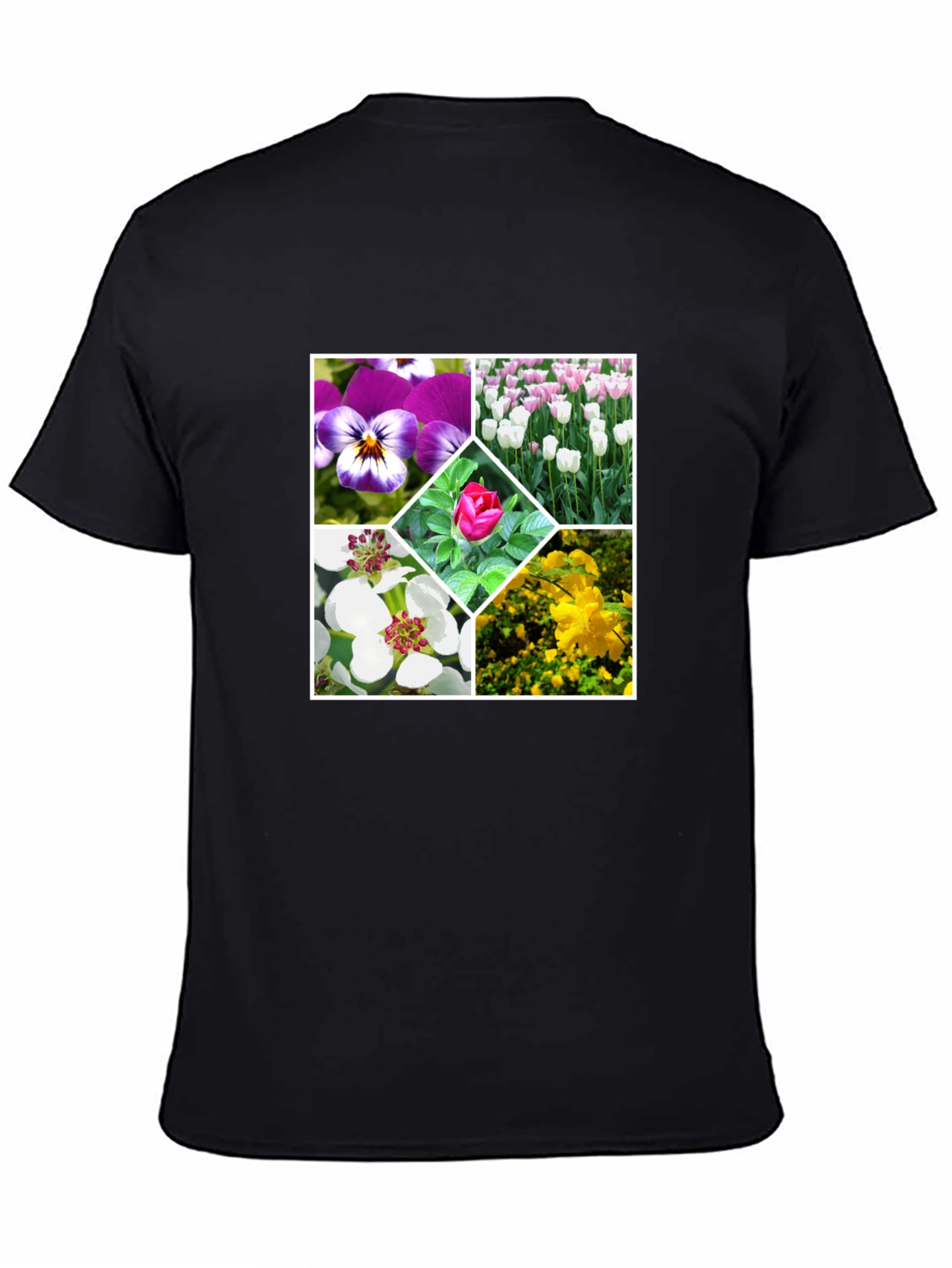 Black Floral Collage Black T-Shirt view 4