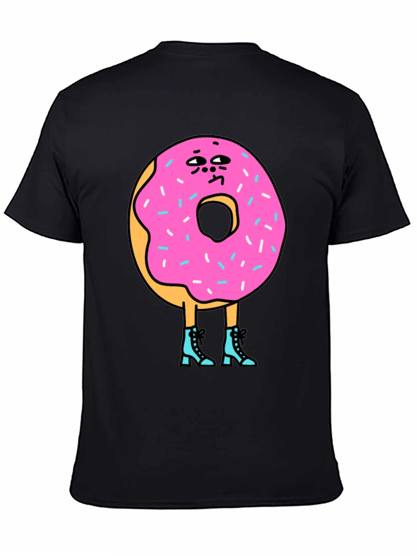 Black Donut Character Graphic T-Shirt view 4