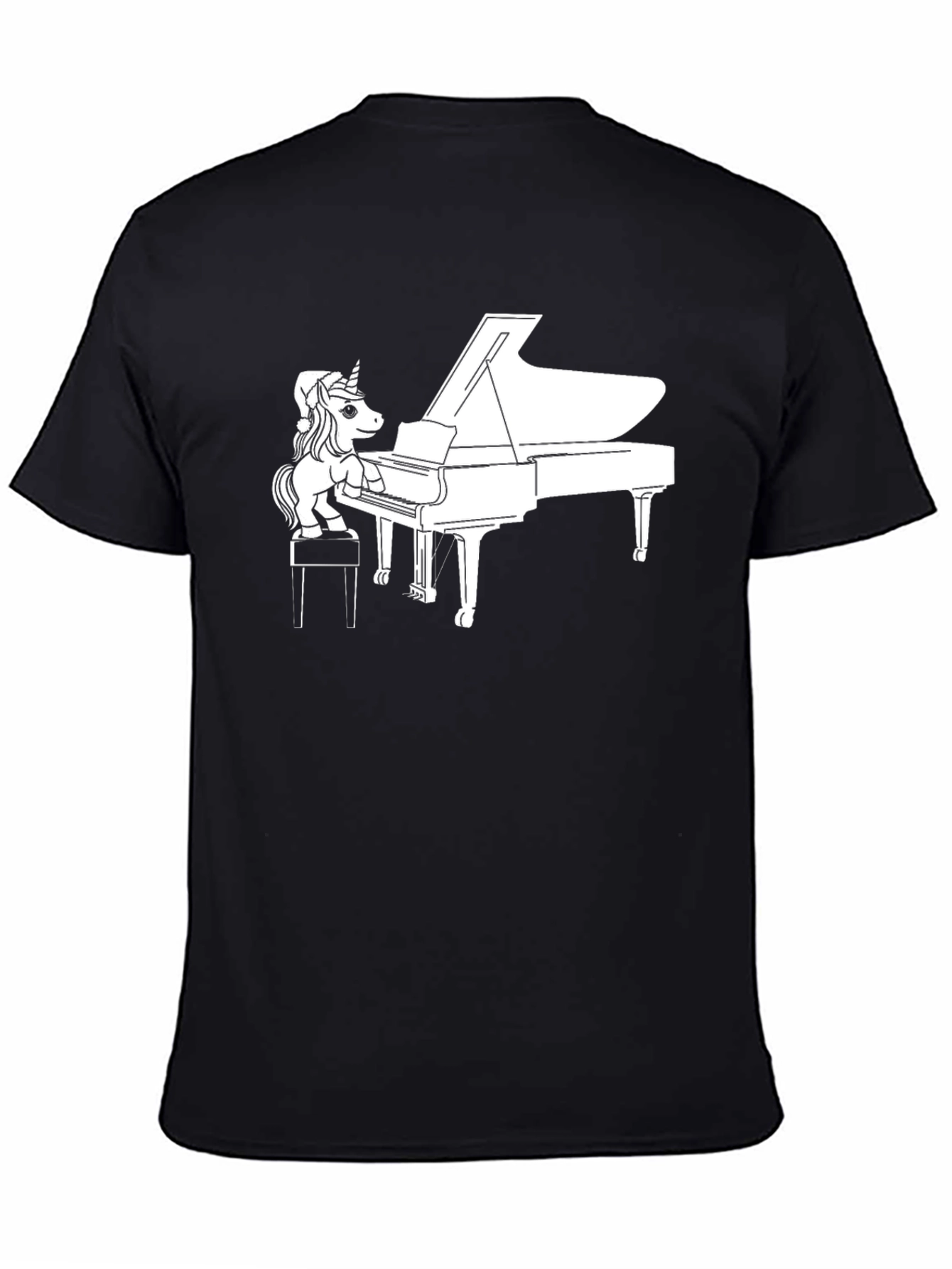 Black Unicorn Piano Player Graphic Tee - Black Cotton Blend view 4