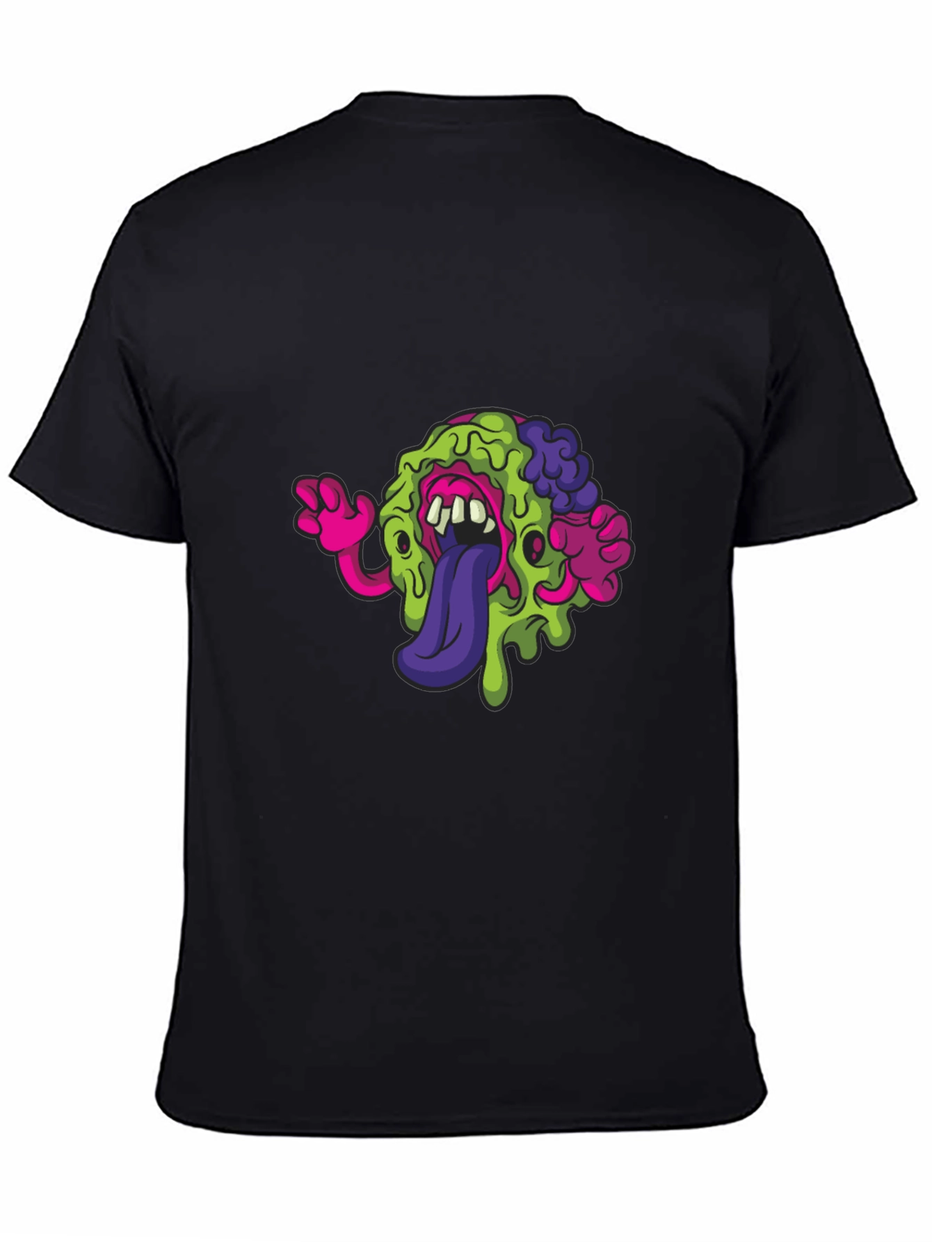Black Monster Brain Graphic Tee - Quirky Black T-Shirt view 4