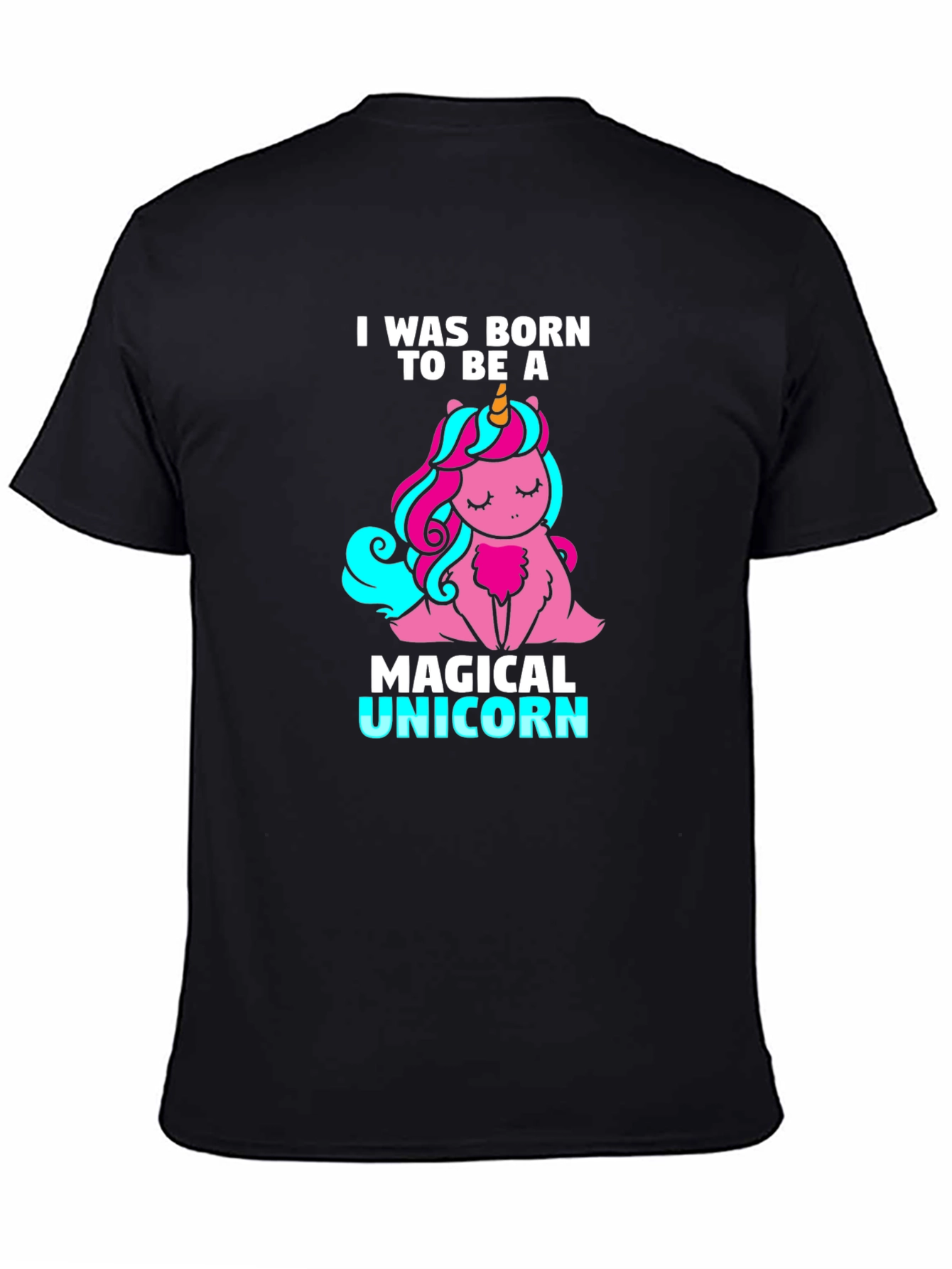 Black Magical Unicorn Graphic Tee - Born To Be A Unicorn T-Shirt view 4
