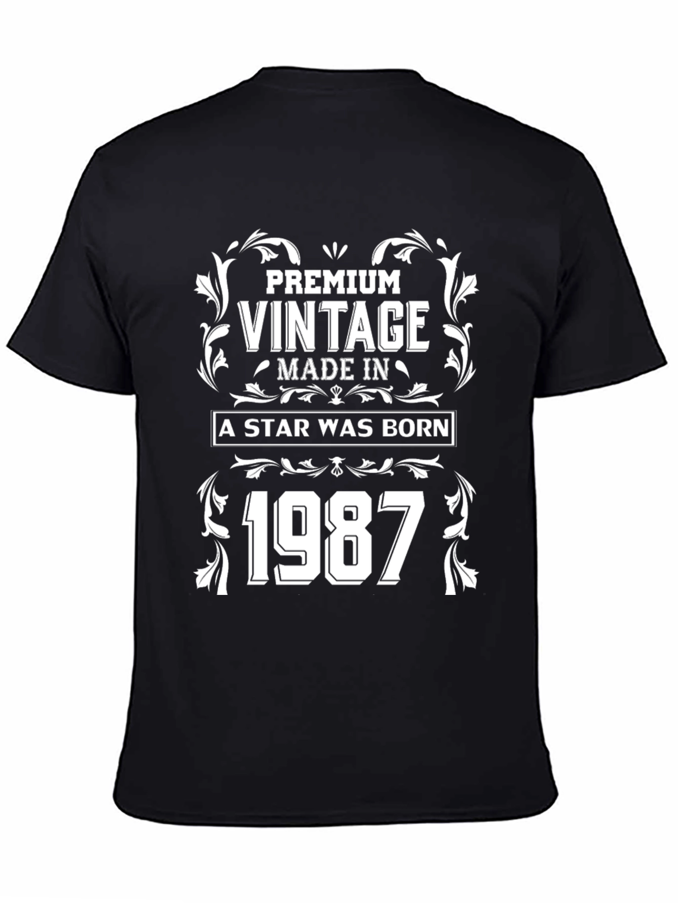 Black Premium Vintage 1987 Birthday T-Shirt view 4