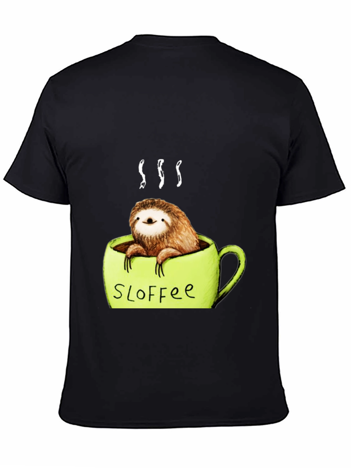 Black Funny Sloth Coffee Graphic Tee view 4