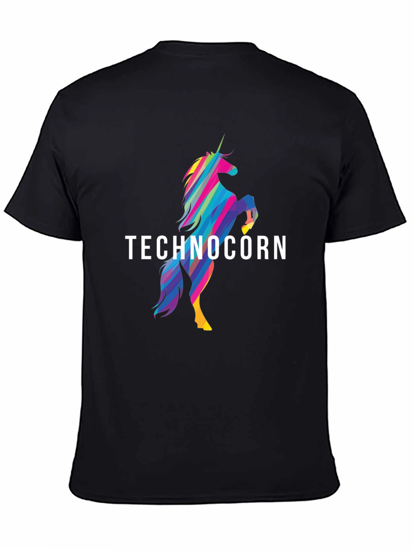Black Technocorn Graphic T-Shirt - Black Cotton Tee view 4