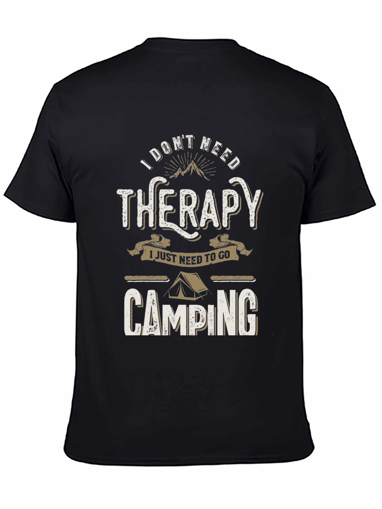 Black Camping Therapy T-Shirt - Nature Lover Tee view 4