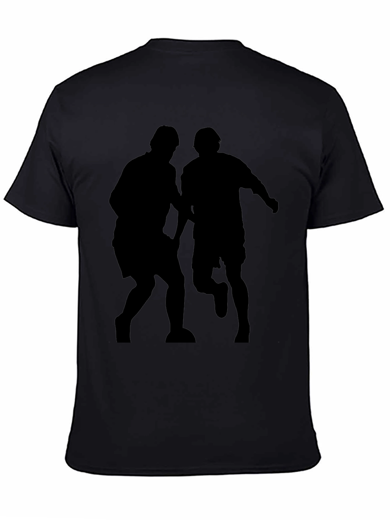 Men's Black Graphic Tee - Soccer Players Silhouette - 4