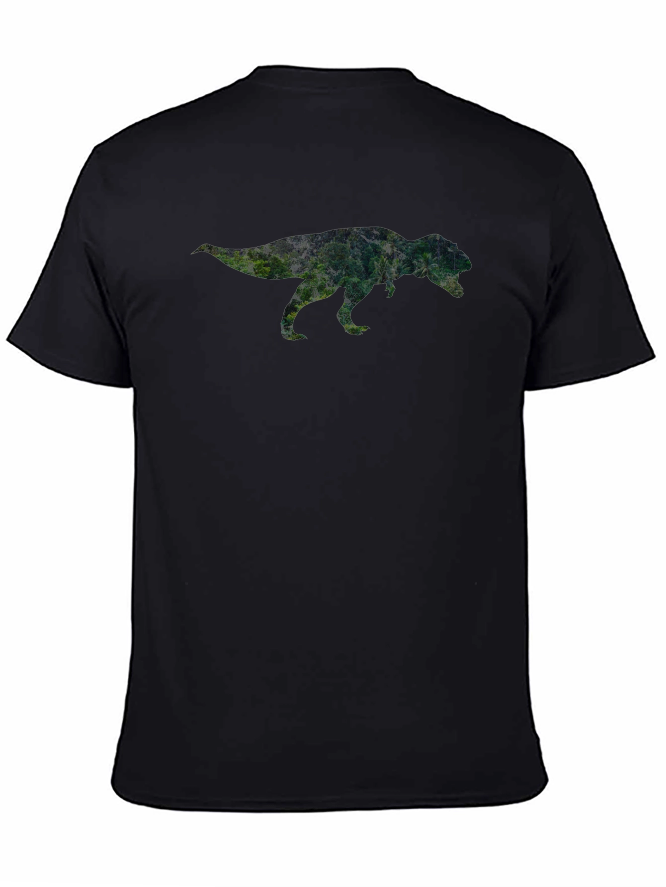 Black Dinosaur Forest Print Black T-Shirt view 4