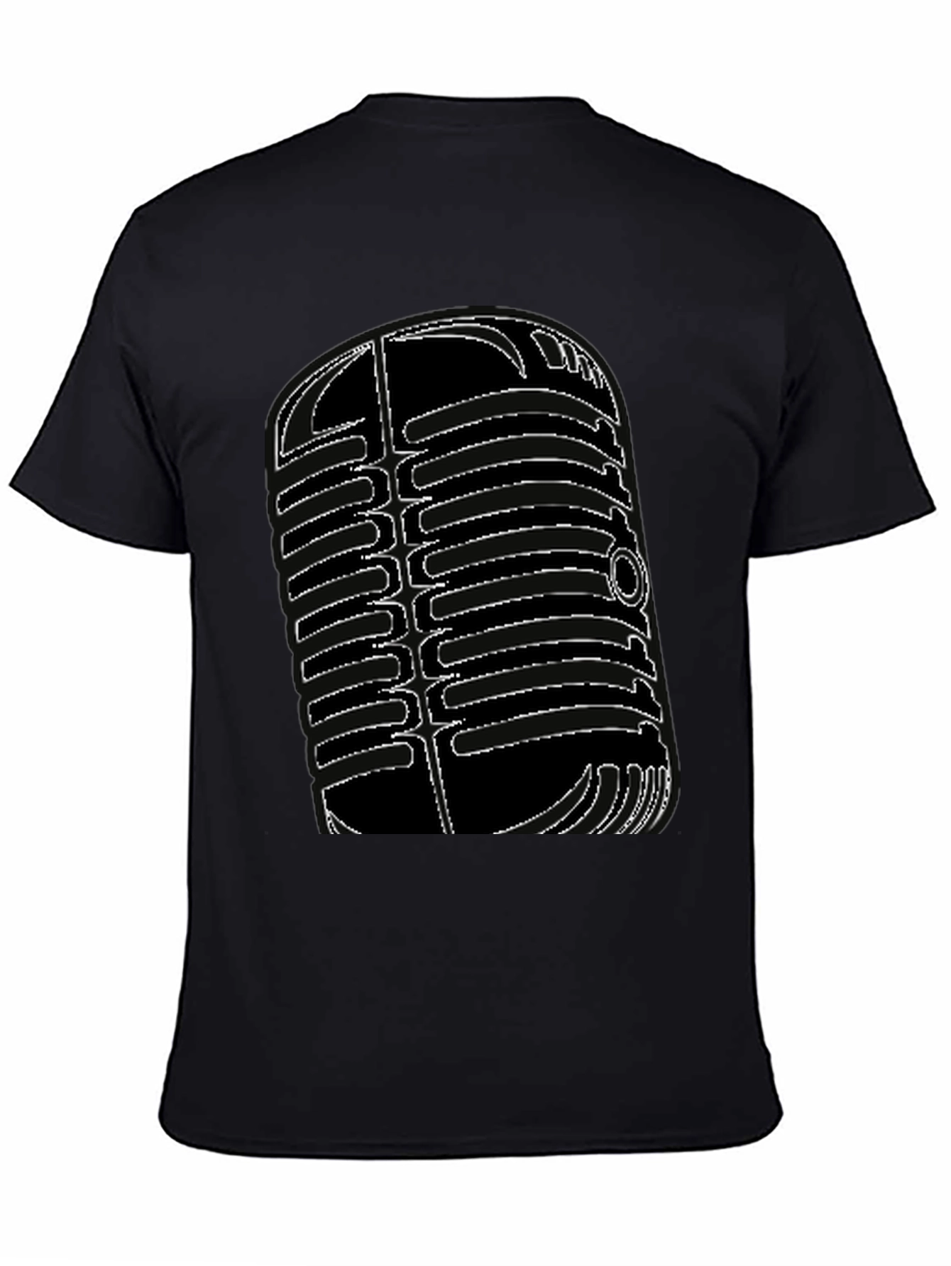 Black Vintage Microphone Graphic Tee - Classic Style view 4