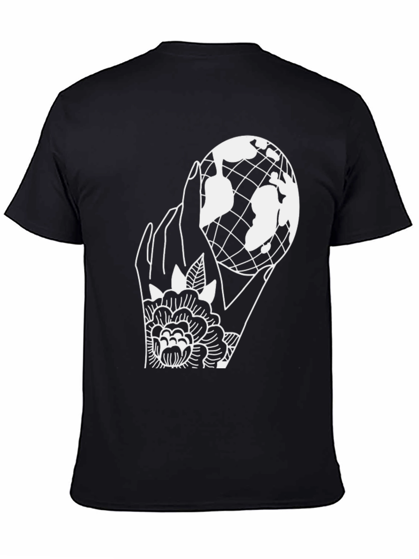World in Hand Graphic Tee - Unisex Black T-Shirt - 4