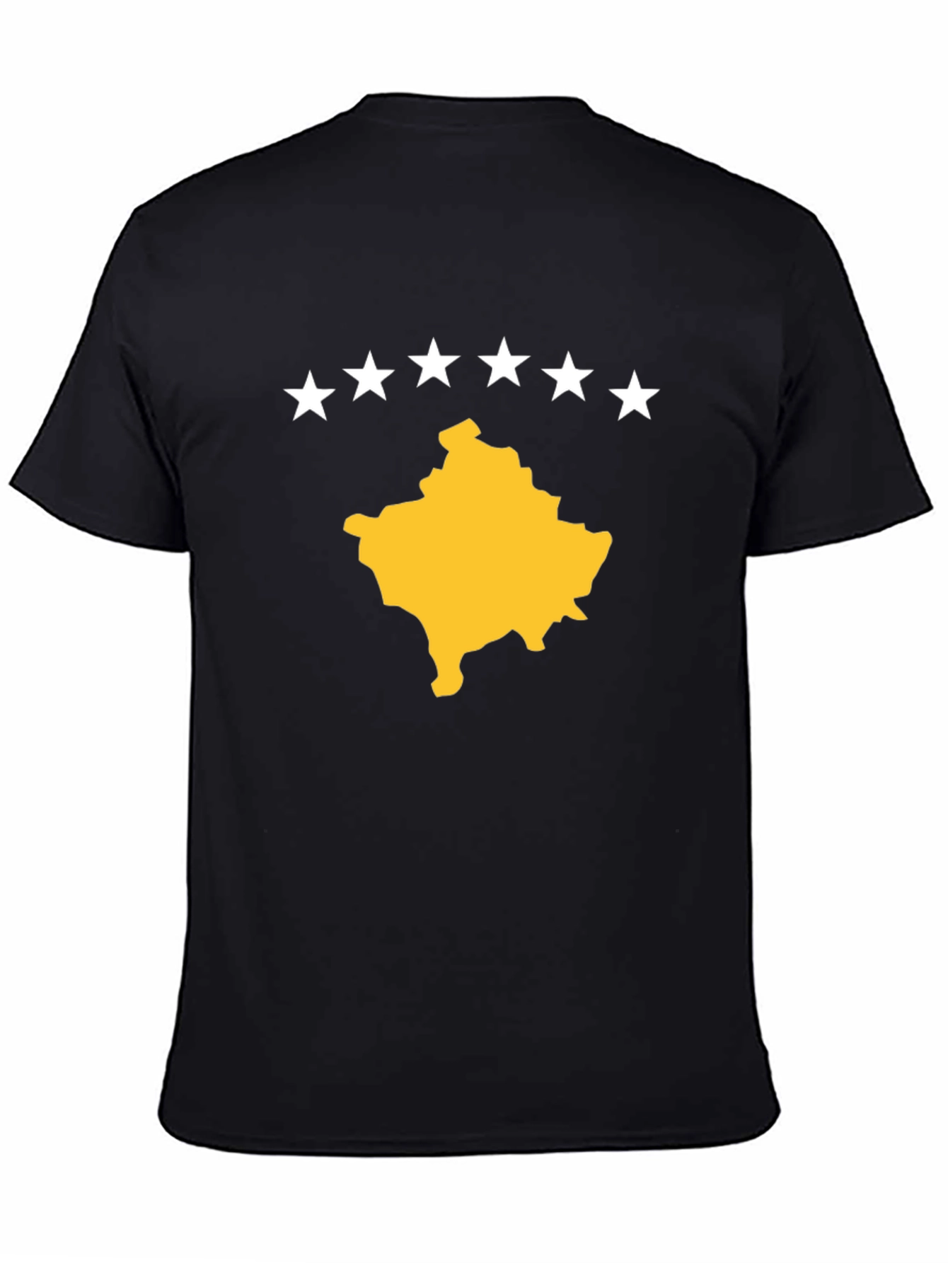 Kosovo Map T-Shirt - Black Cotton Tee with Star Design - 4