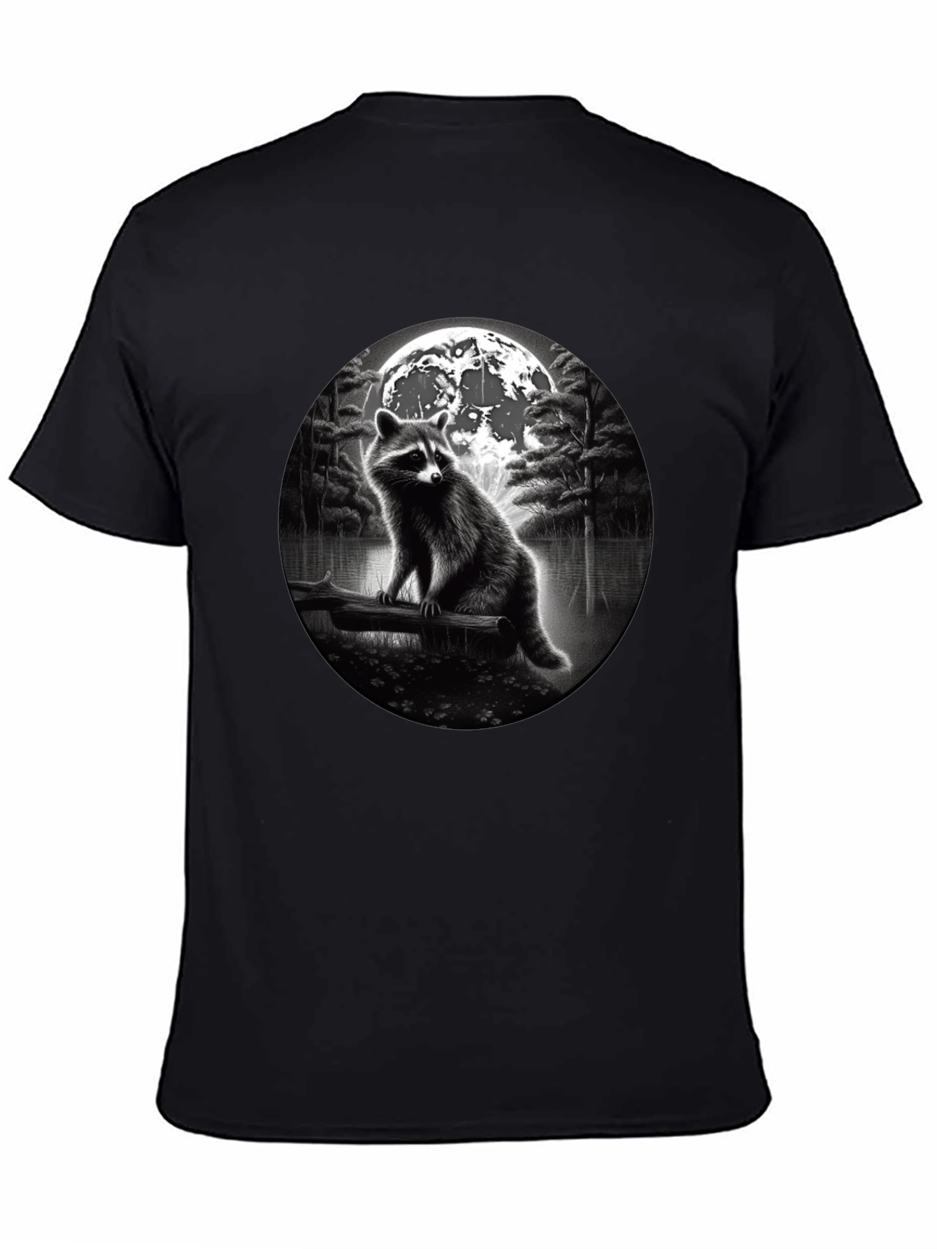 Black Raccoon Moon T-Shirt - Black view 4