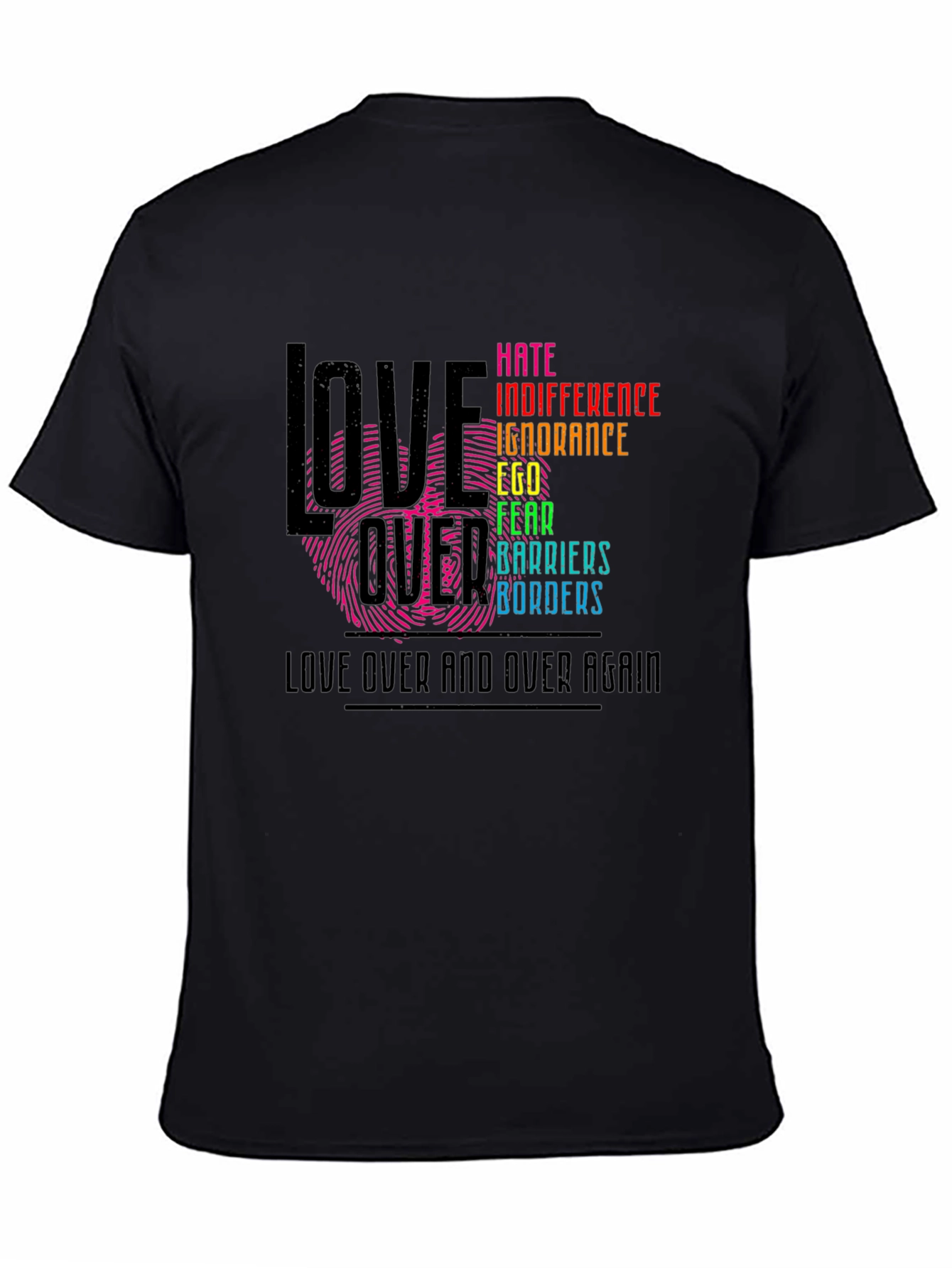 Black Love Over Hate Graphic T-Shirt view 4