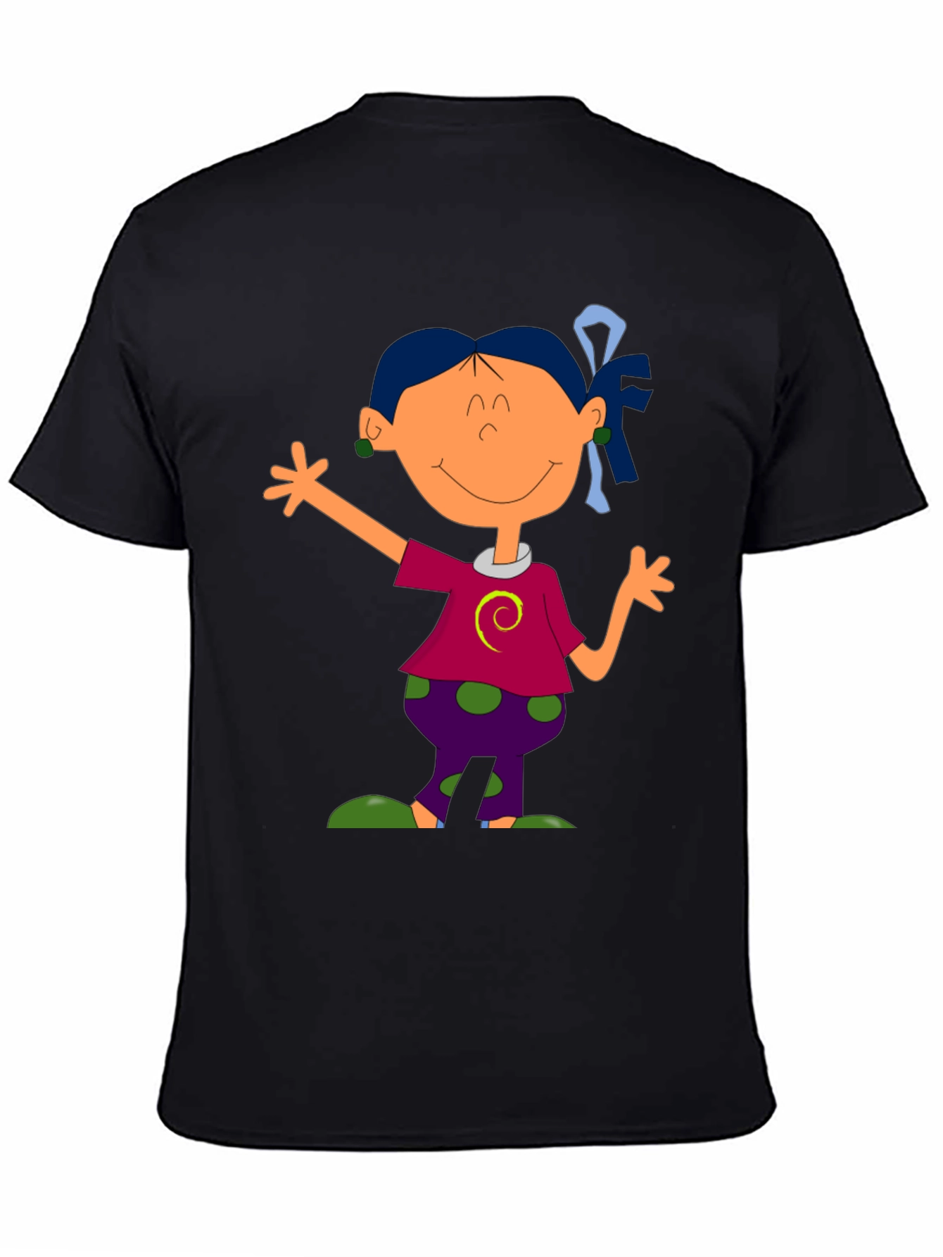 Black Cartoon Girl Graphic Tee - Black T-Shirt view 4