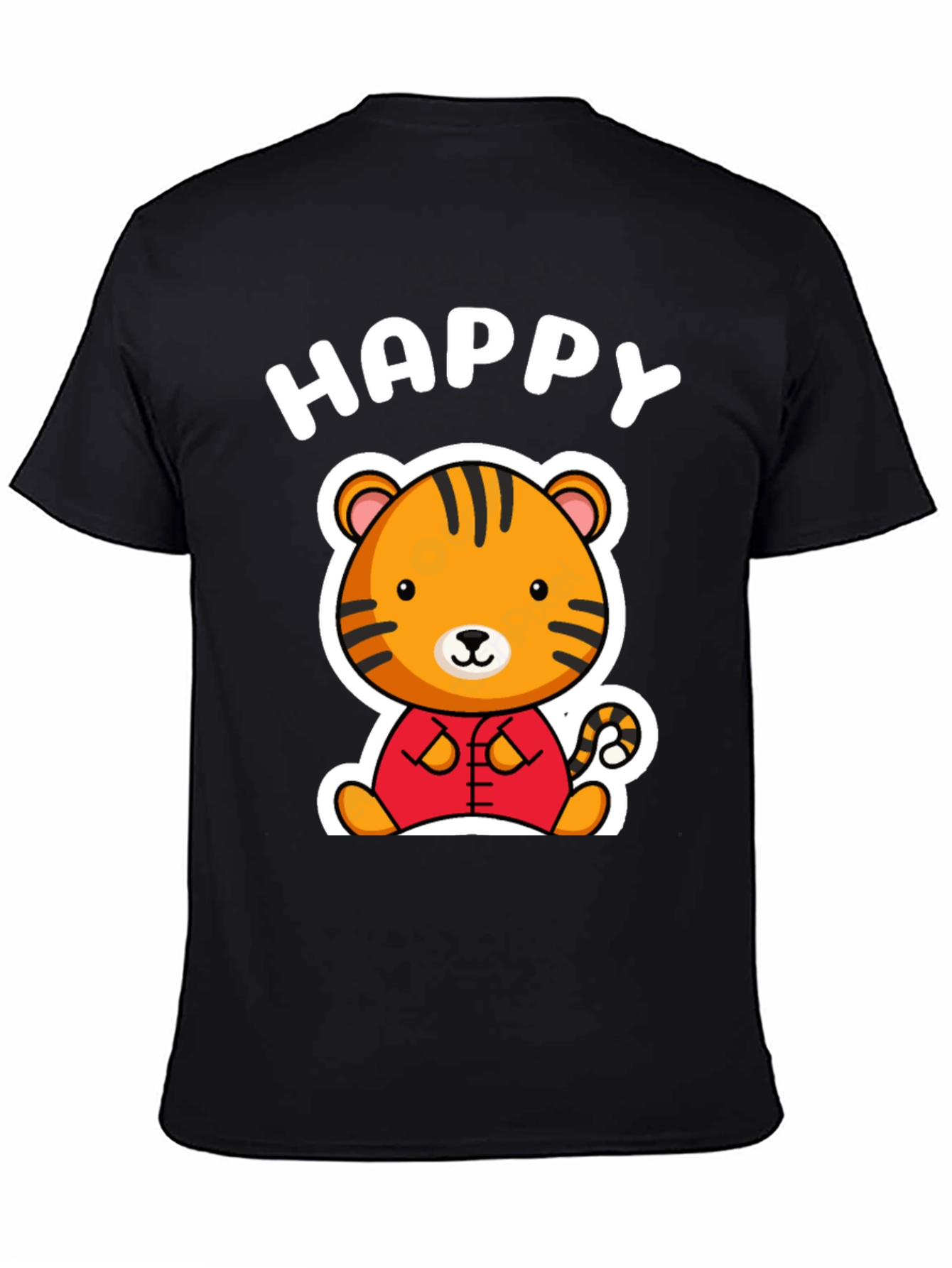 Black Happy Tiger Graphic T-Shirt view 4