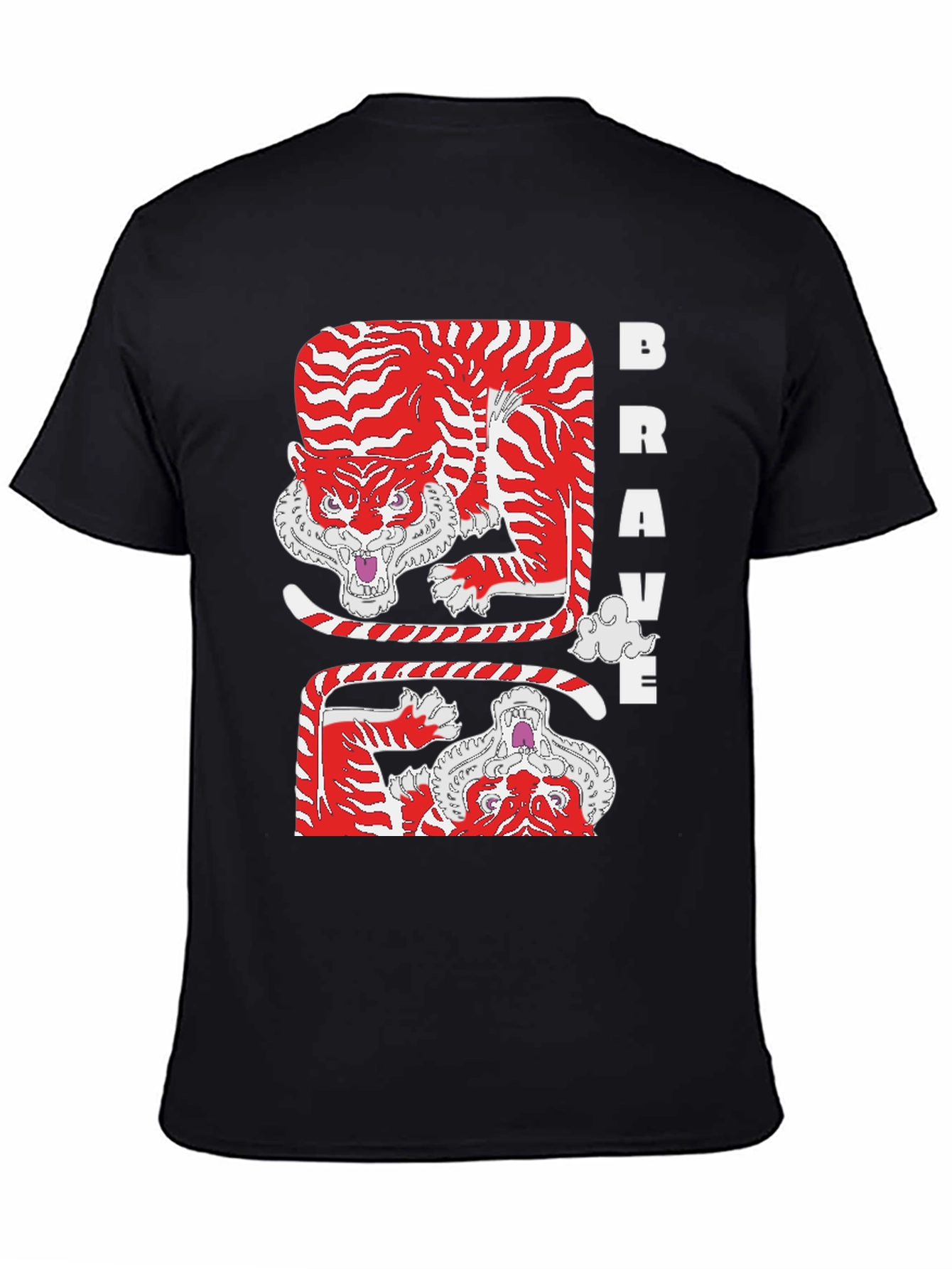 Black Brave Tiger Graphic Tee view 4