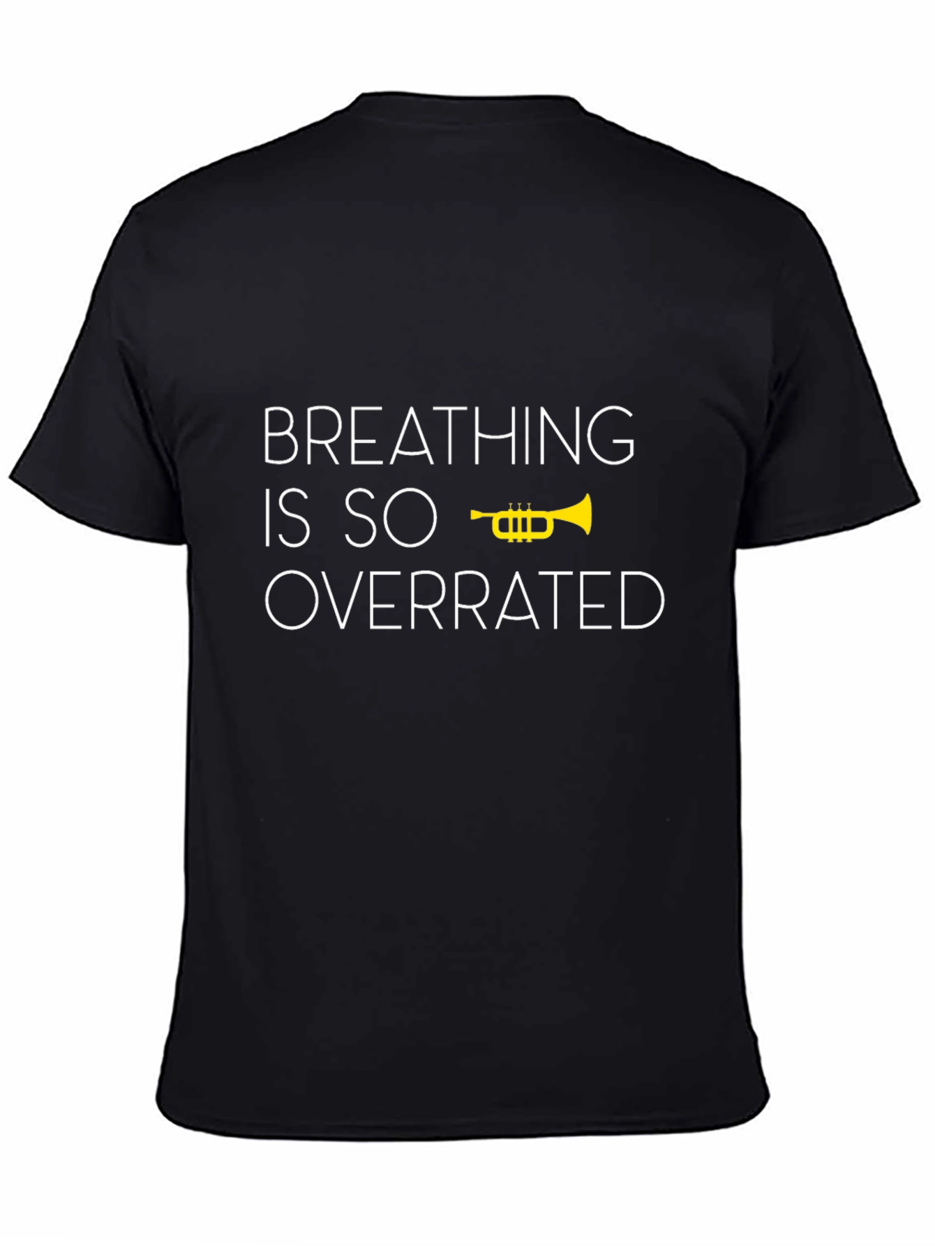 Black Breathing is Overrated Trumpet Graphic T-Shirt view 4