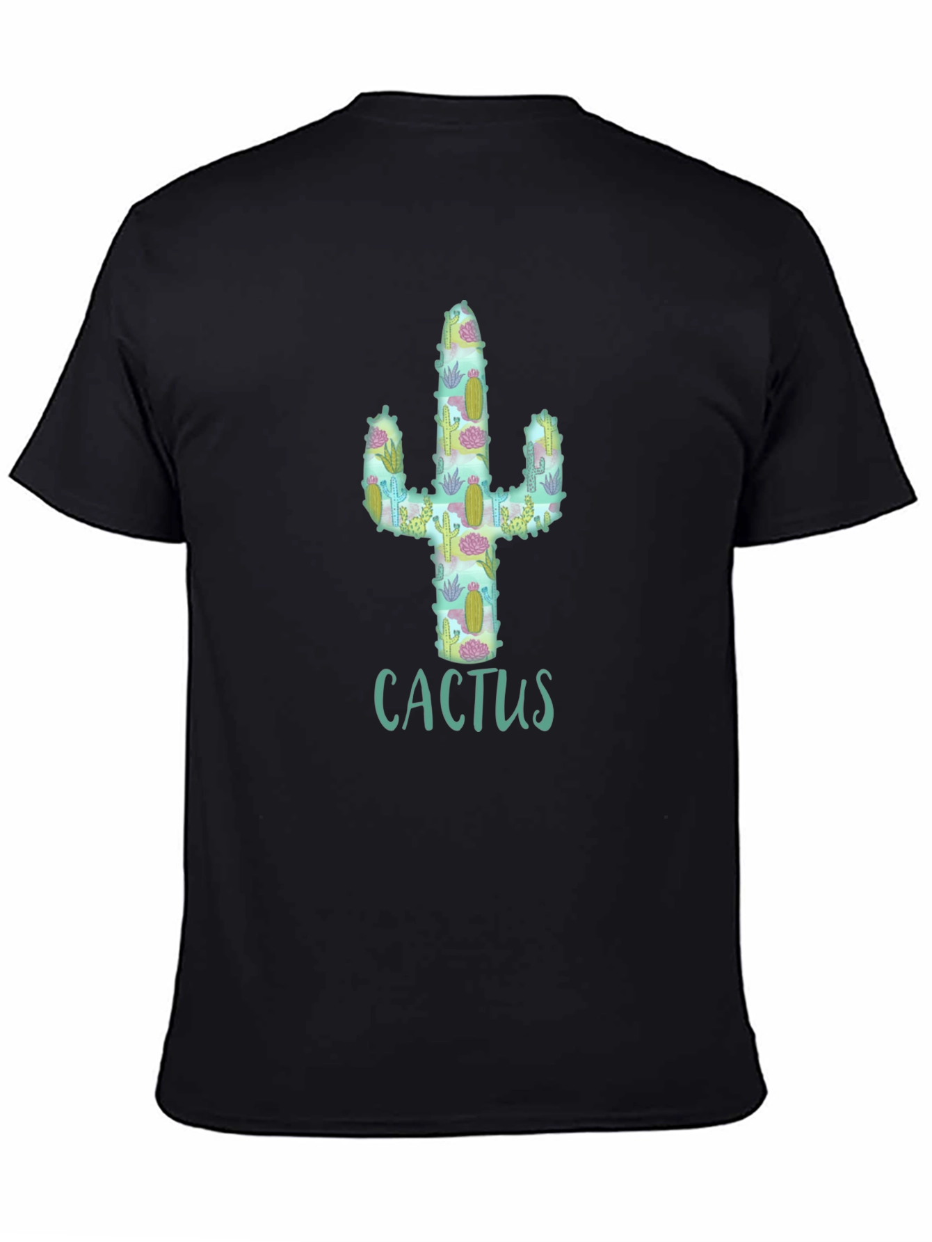 Black Cactus Pattern Graphic T-Shirt view 4