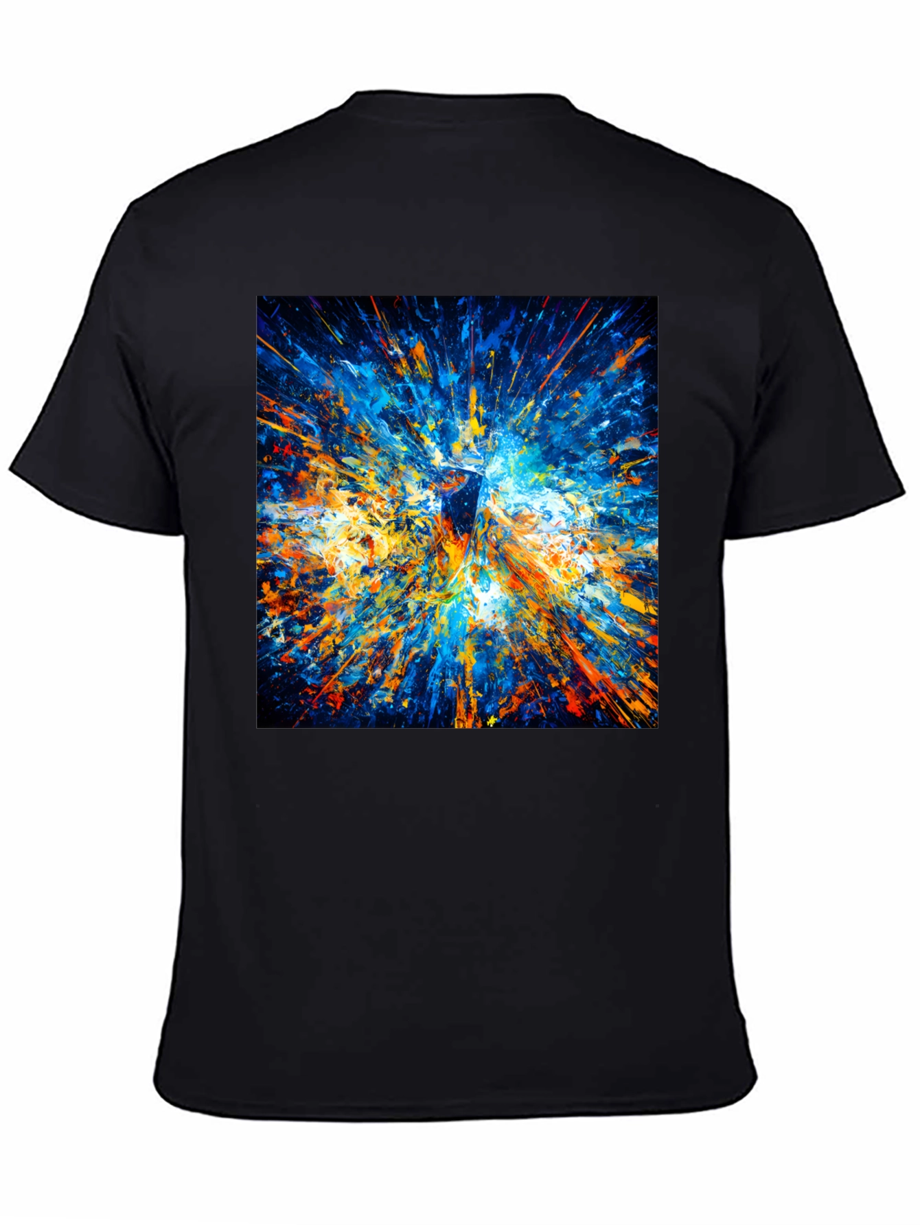 Black Abstract Explosion Art Men's Black T-Shirt view 4