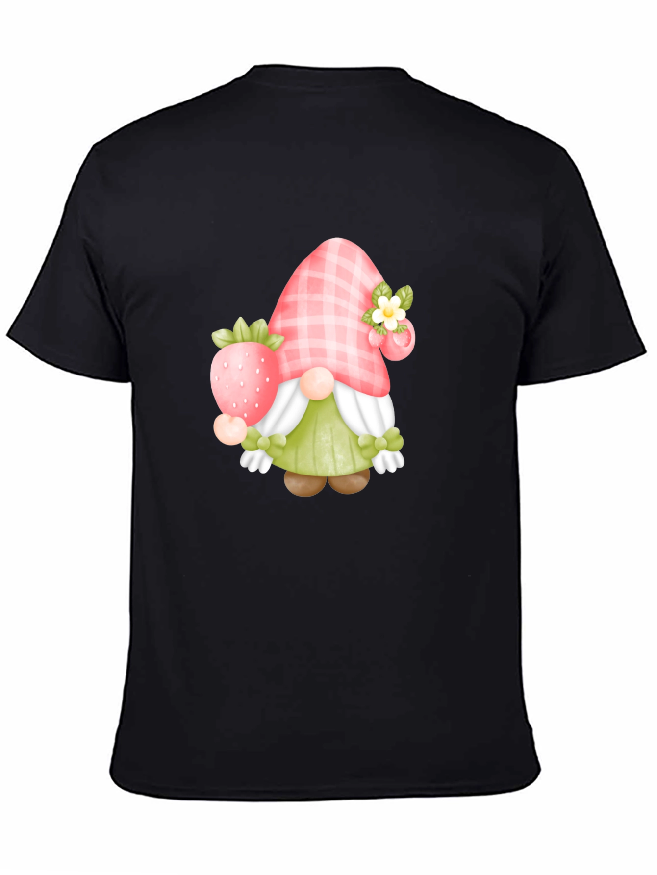 Black Strawberry Gnome Graphic Tee view 4